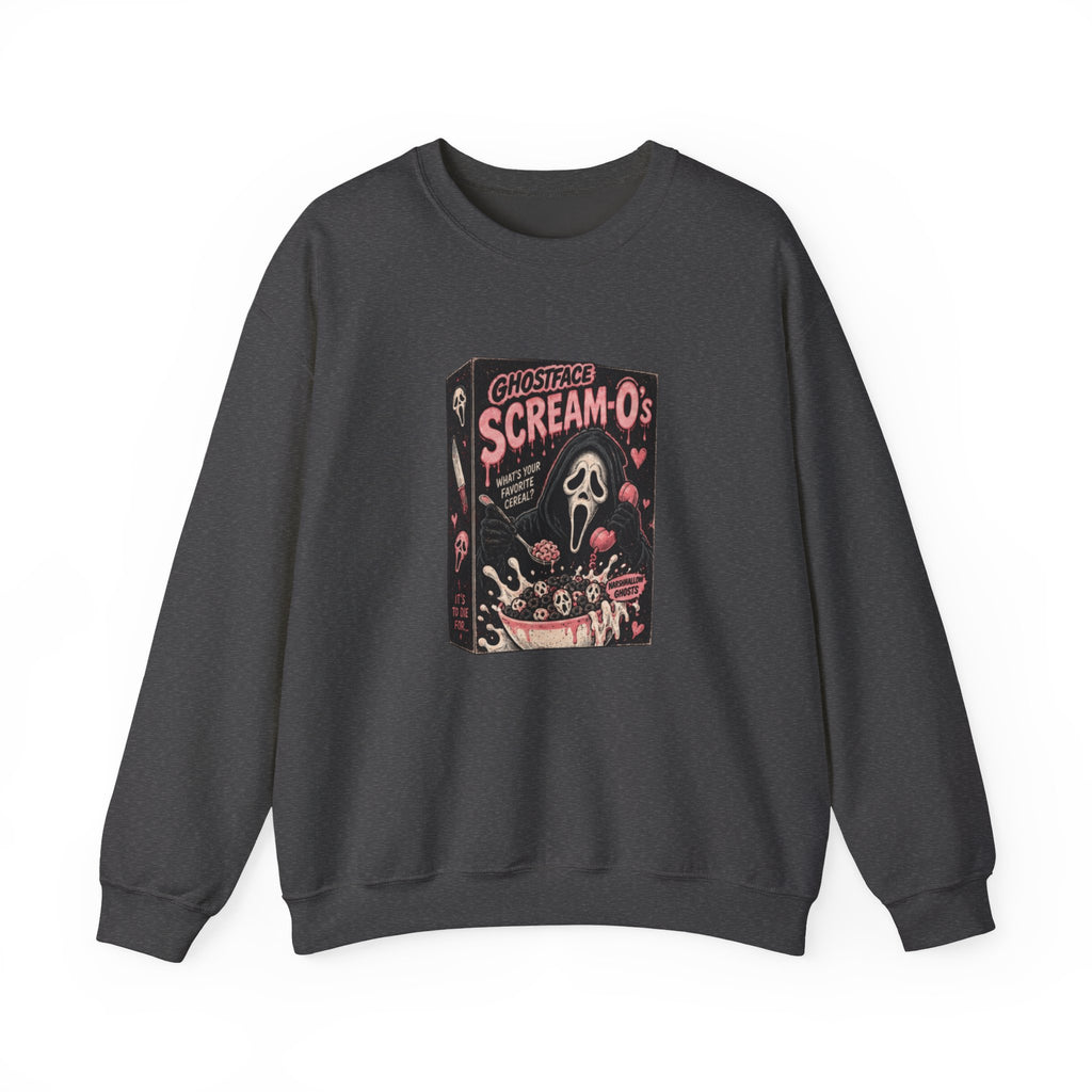 Scream-O’s Cereal Crewneck Sweatshirt — Retro Horror Graphic Sweatshirt