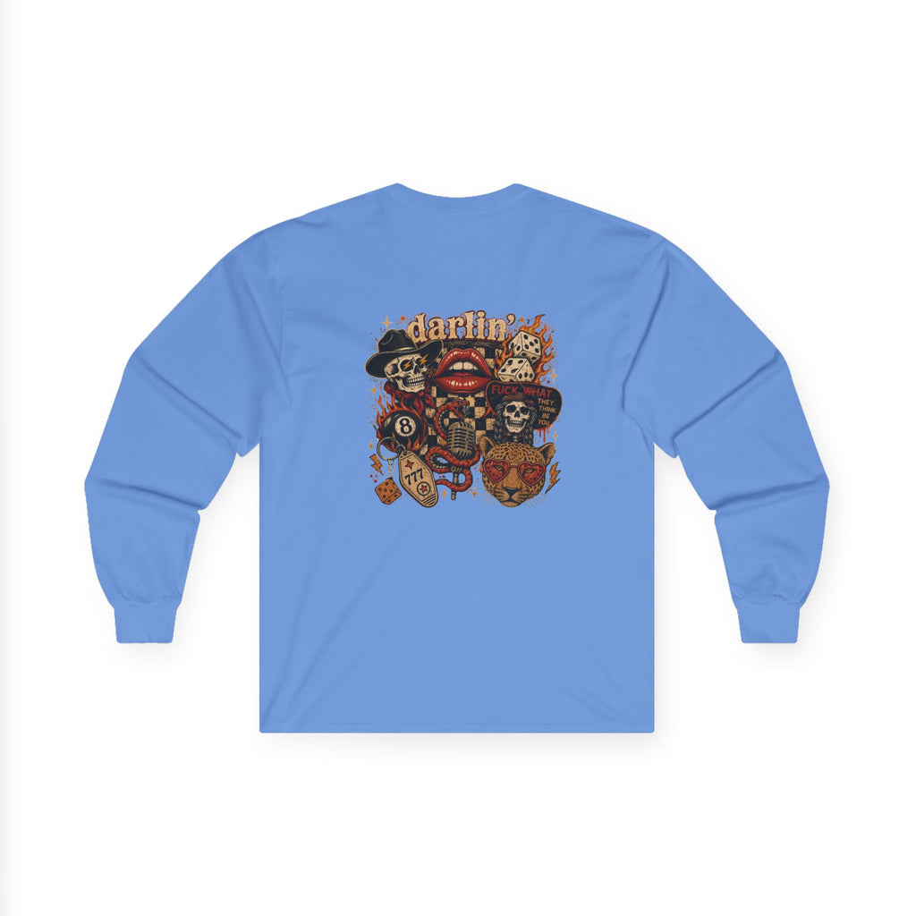 Long Sleeve Tee — Retro Cowboy Skull Graphic