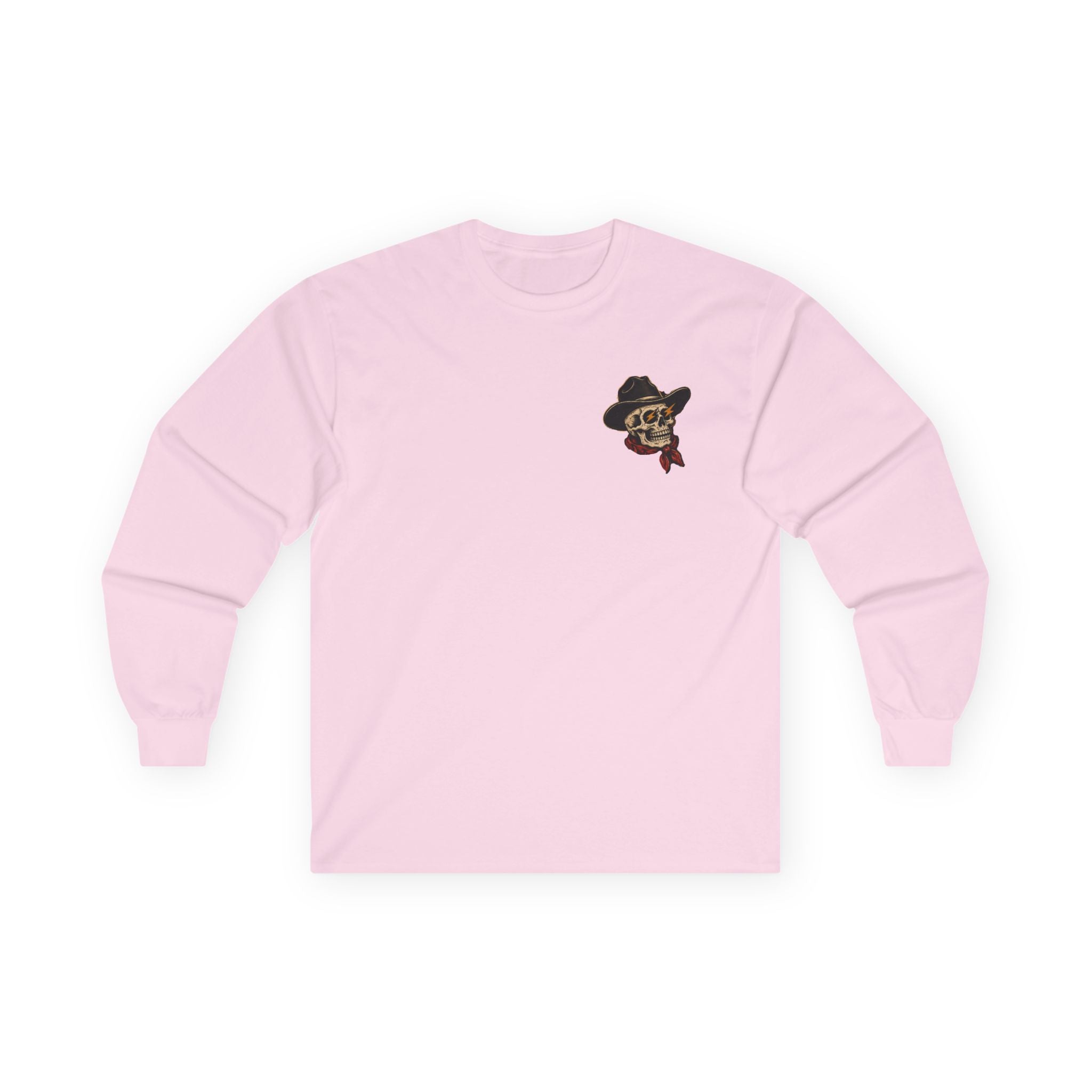 Long Sleeve Tee — Retro Cowboy Skull Graphic