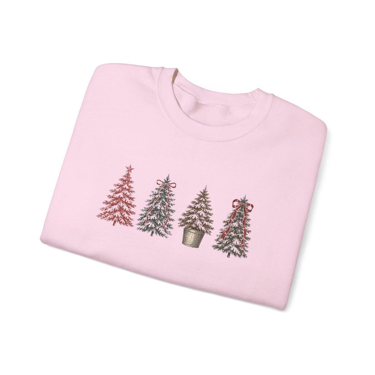 Vintage Xmas Tree Crewneck Sweatshirt — Festive Woodland Trees Design