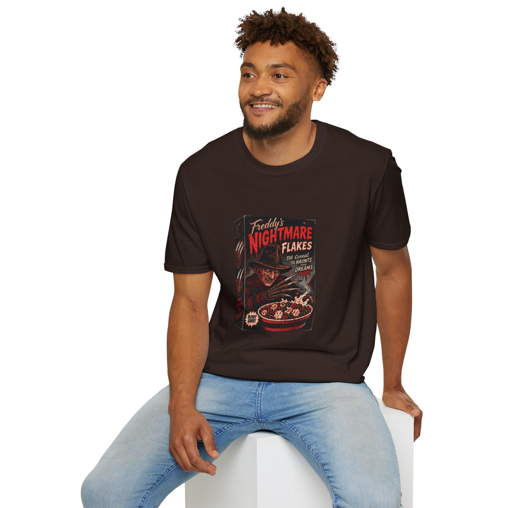 Horror Movie Tee — "Freddy's Nightmare Flakes" Graphic T-Shirt