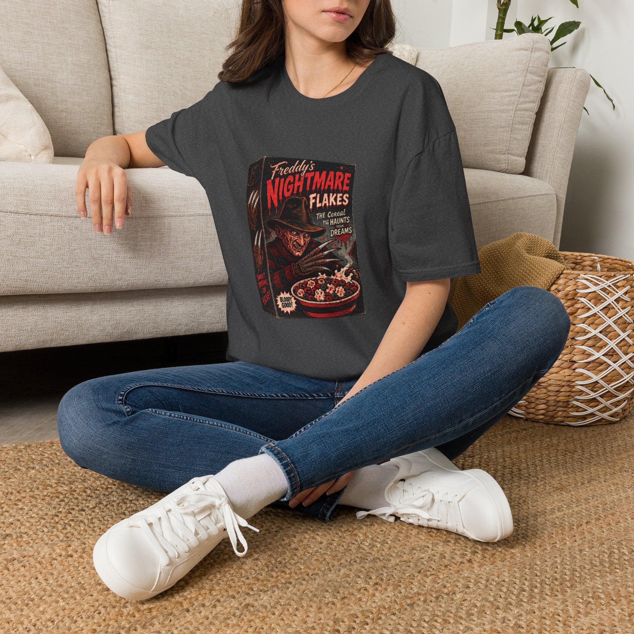 Horror Movie Tee — "Freddy's Nightmare Flakes" Graphic T-Shirt