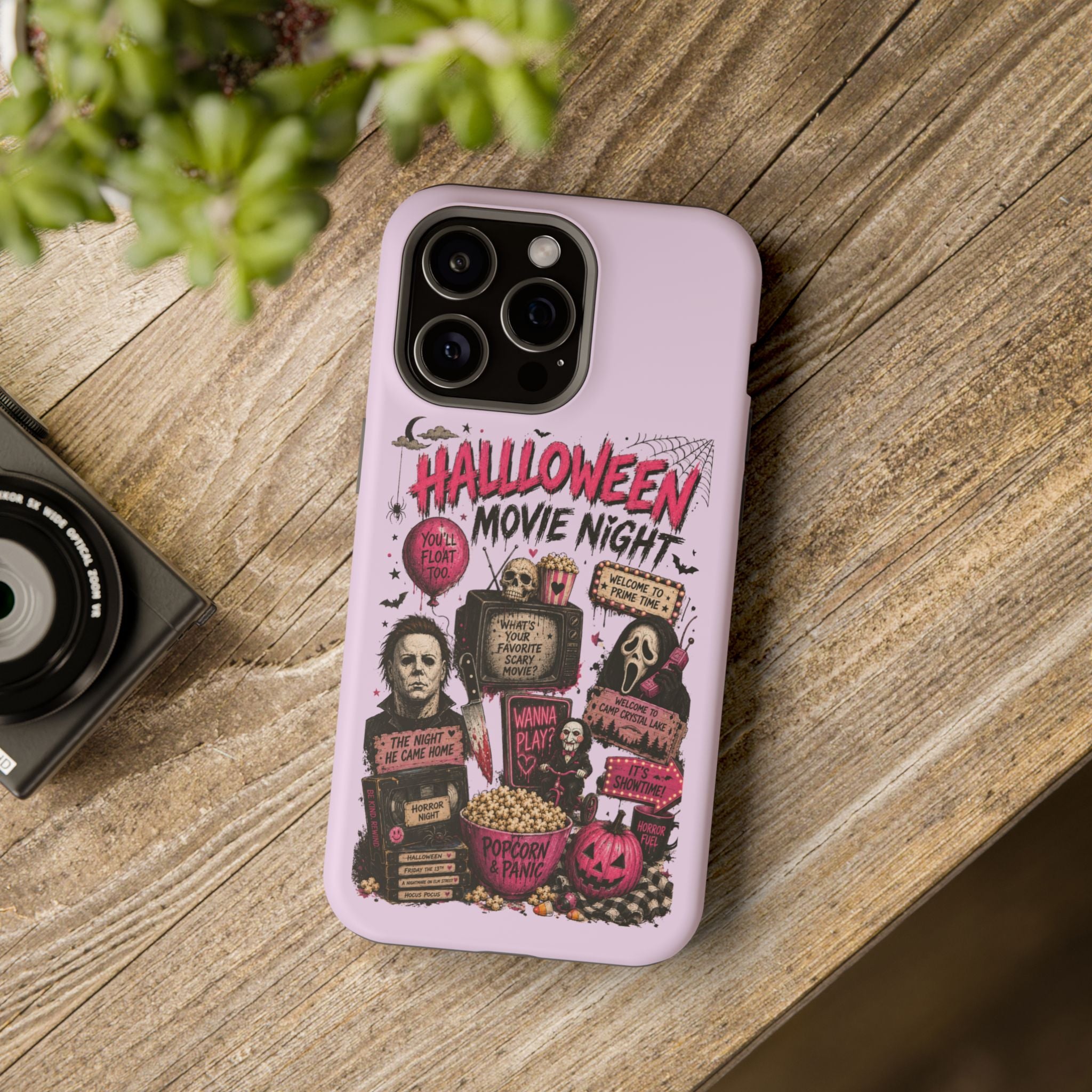 Halloween Movie Night Phone Case — Magnetic Impact-Resistant Horror Design