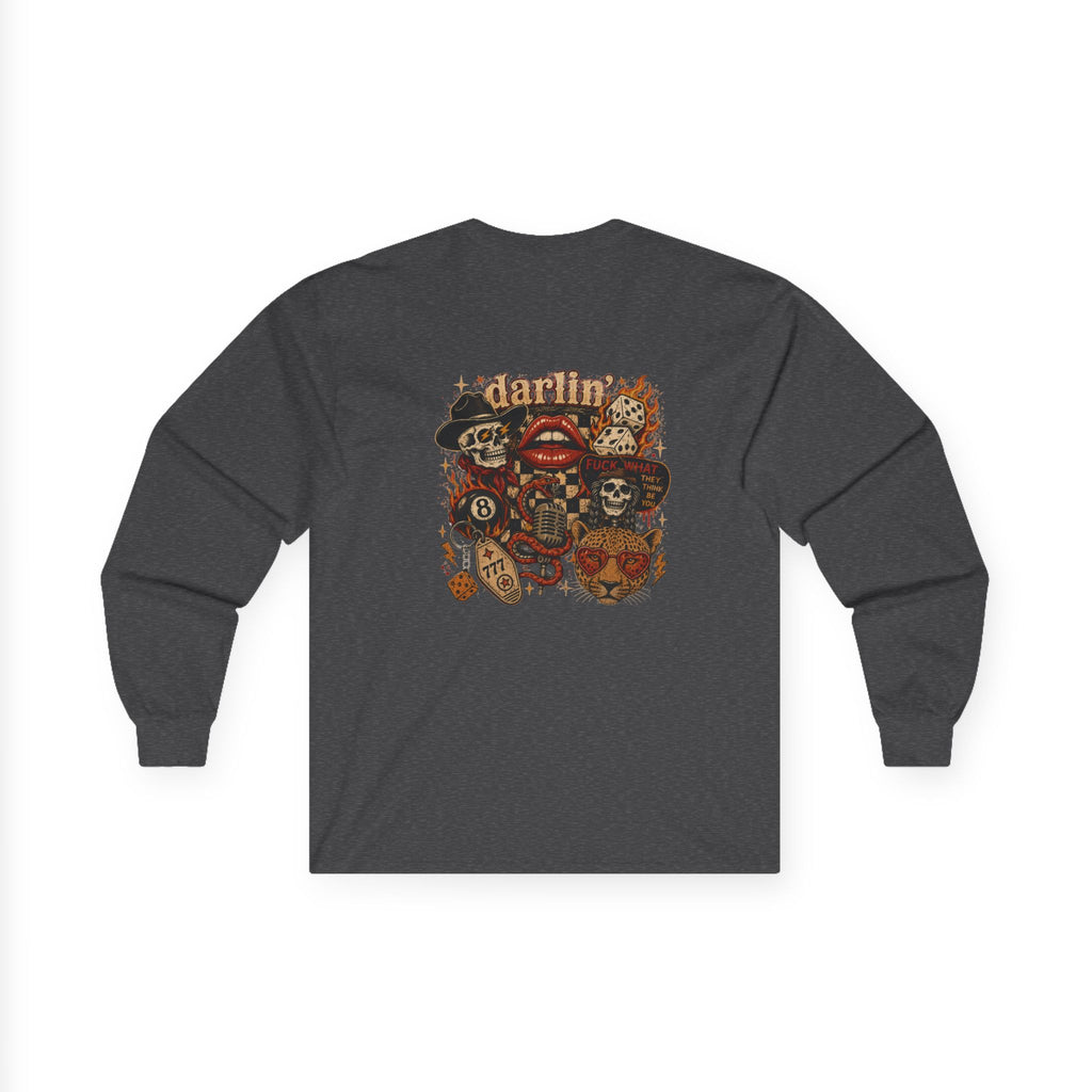 Long Sleeve Tee — Retro Cowboy Skull Graphic