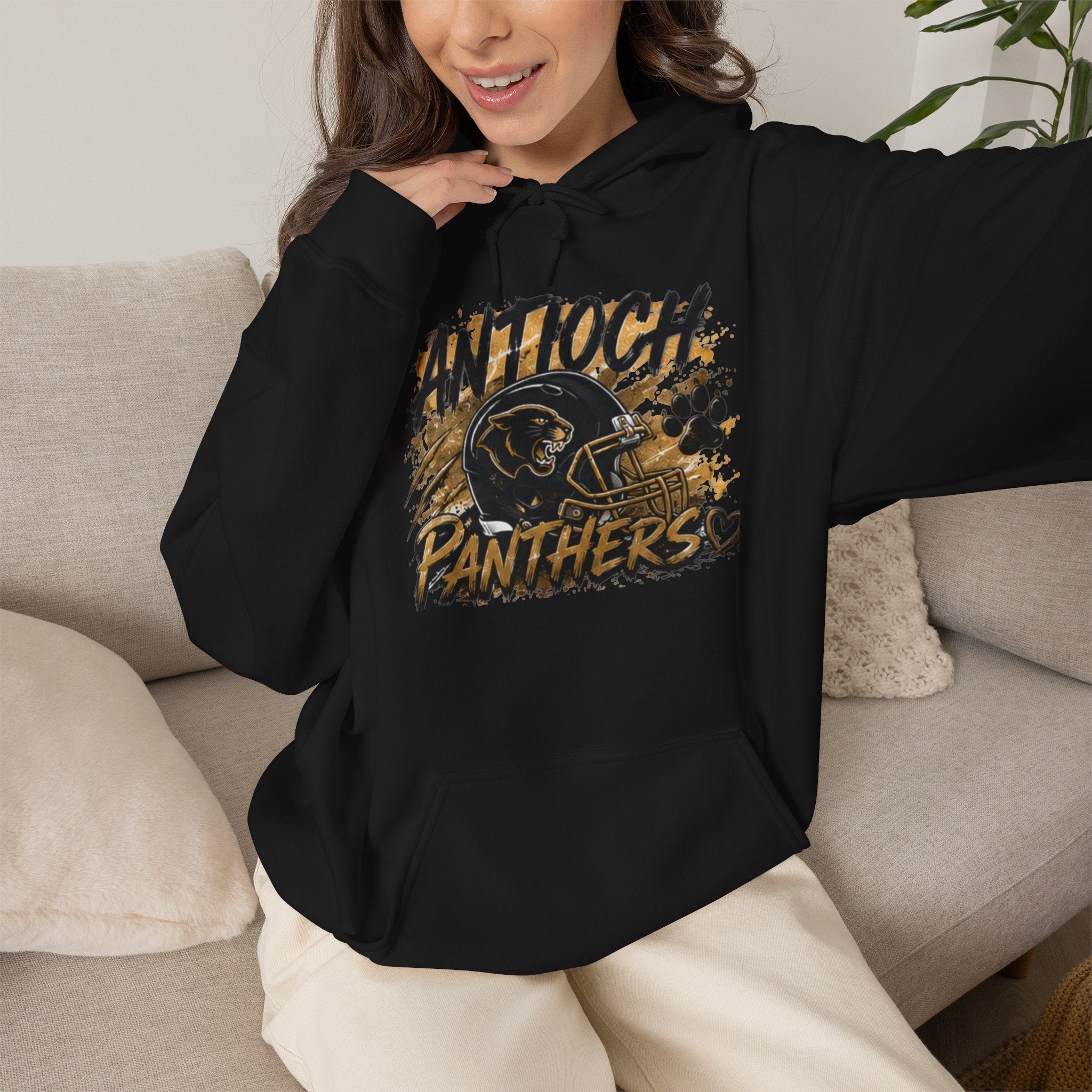 Antioch Panthers Football Hoodie – Vintage Helmet & Script Team Spirit