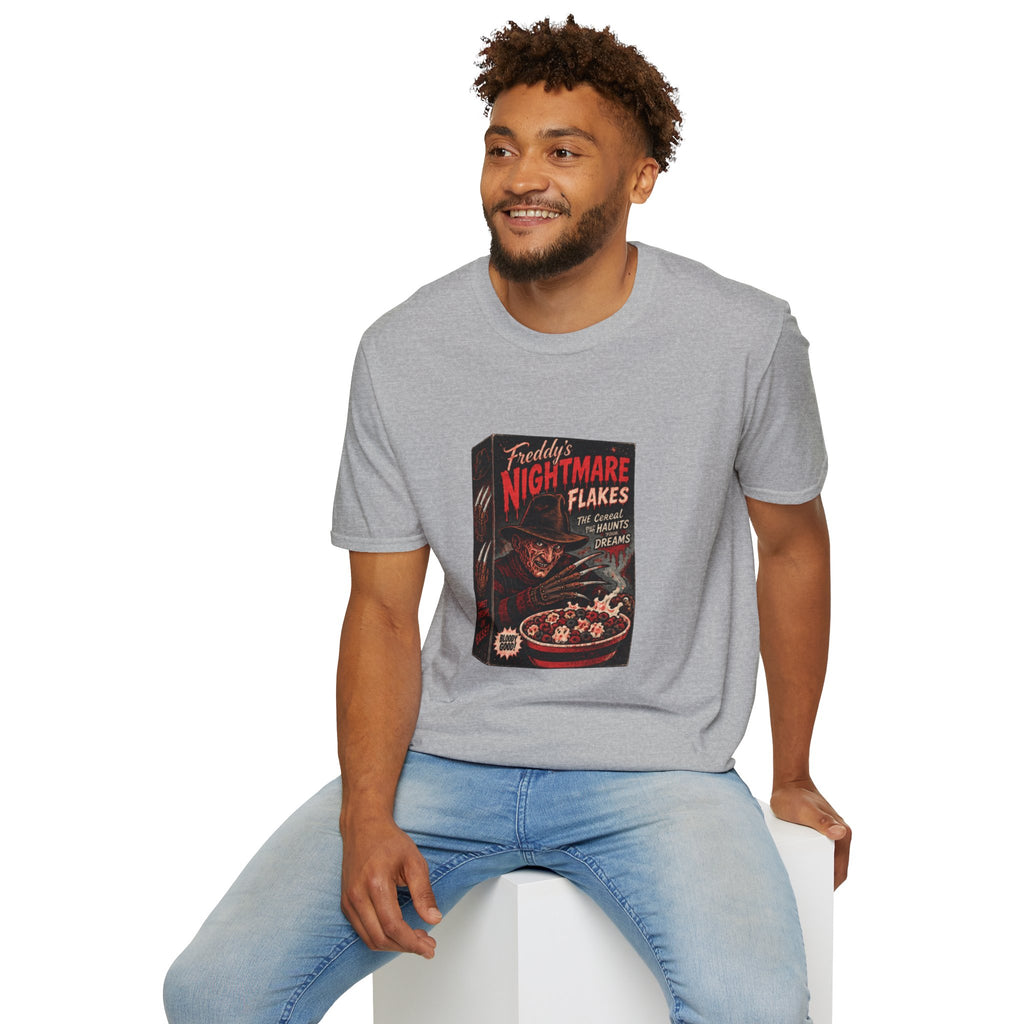Horror Movie Tee — "Freddy's Nightmare Flakes" Graphic T-Shirt