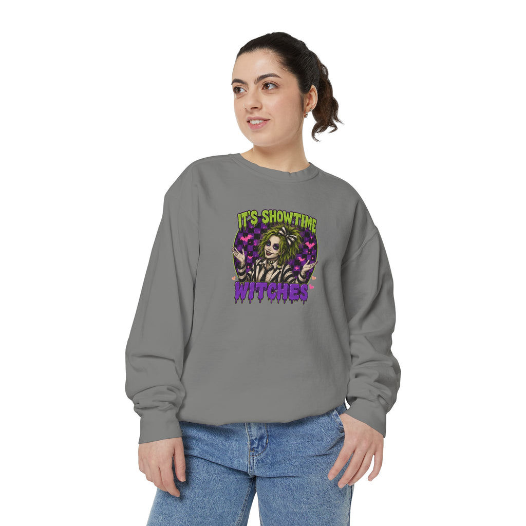 It's Showtime Witches Sweatshirt — Halloween Beetlejuice-Inspired Graphic Pullover