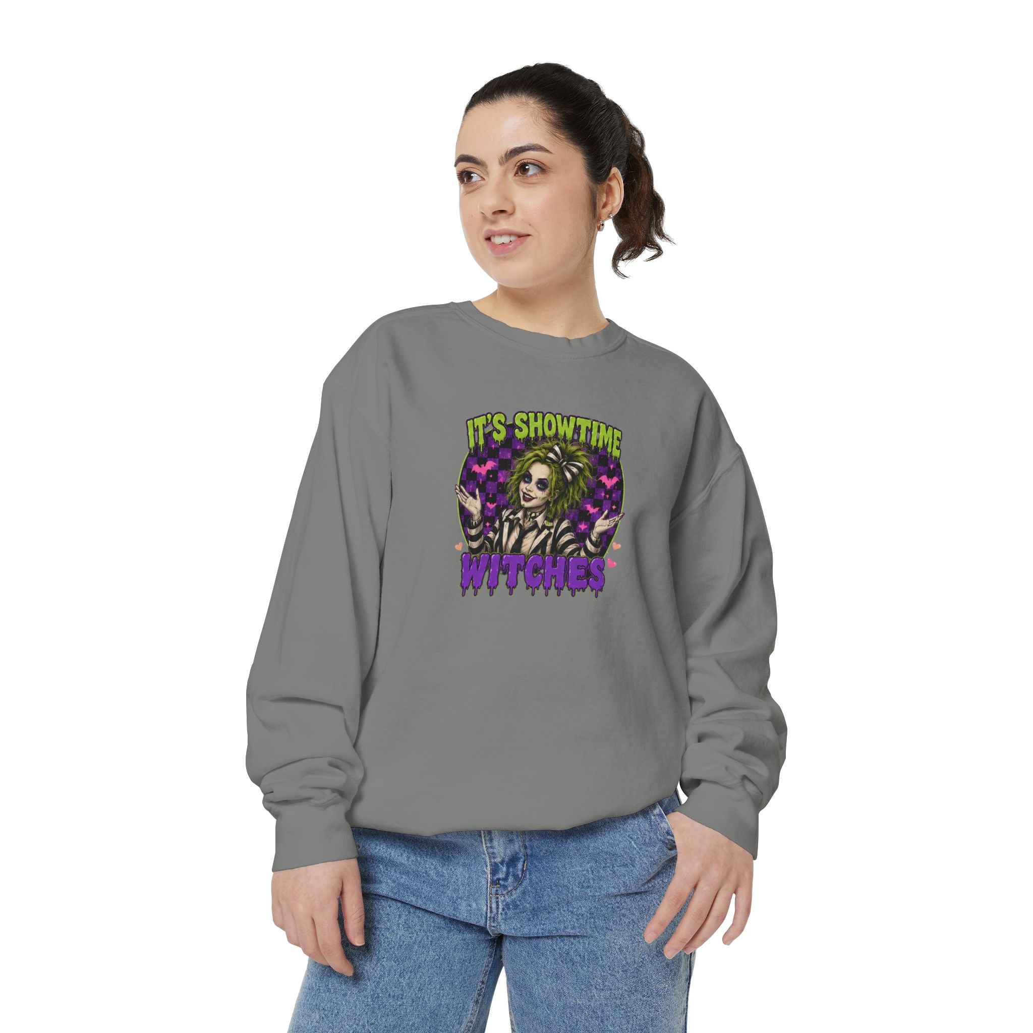 It's Showtime Witches Sweatshirt — Halloween Beetlejuice-Inspired Graphic Pullover