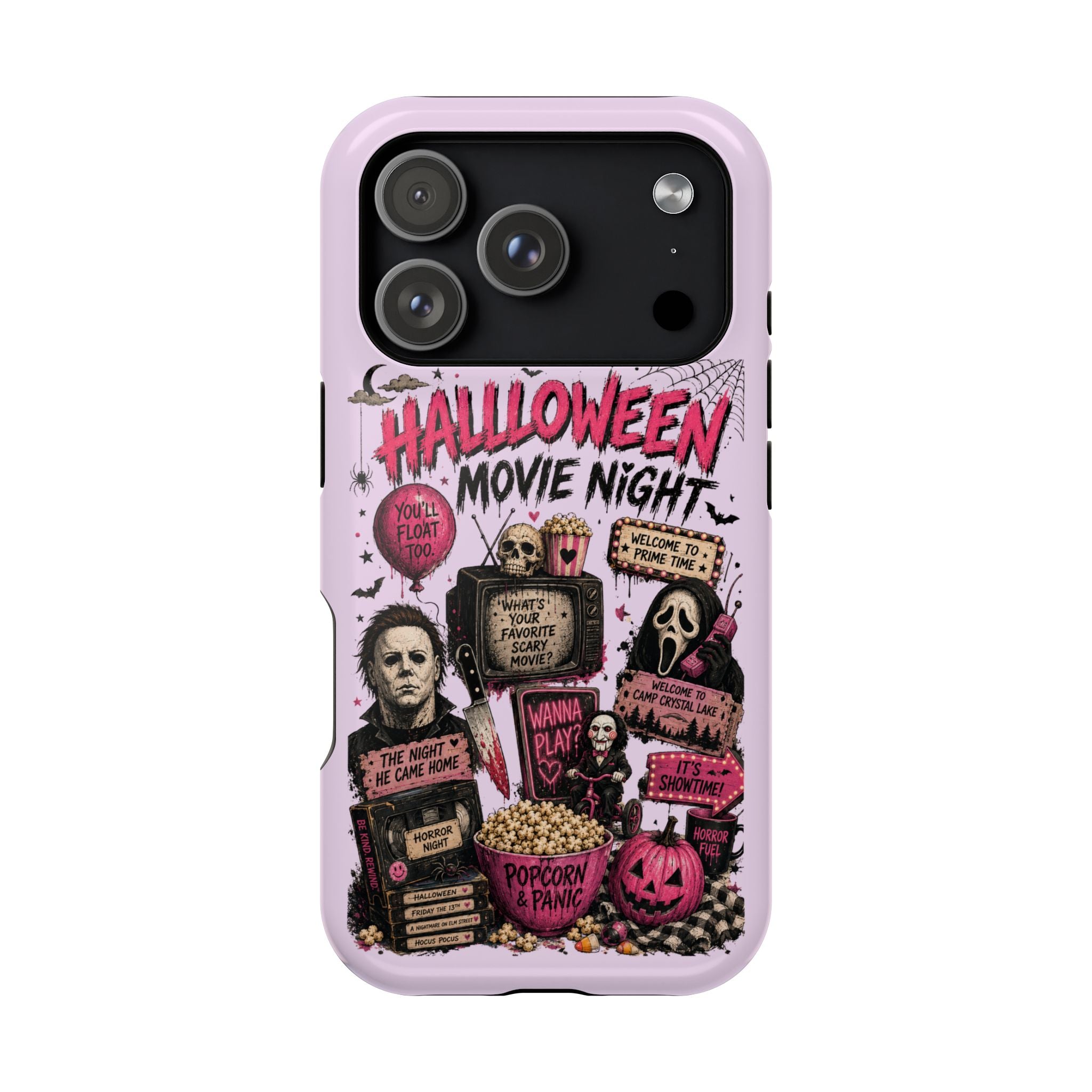 Halloween Movie Night Phone Case — Magnetic Impact-Resistant Horror Design