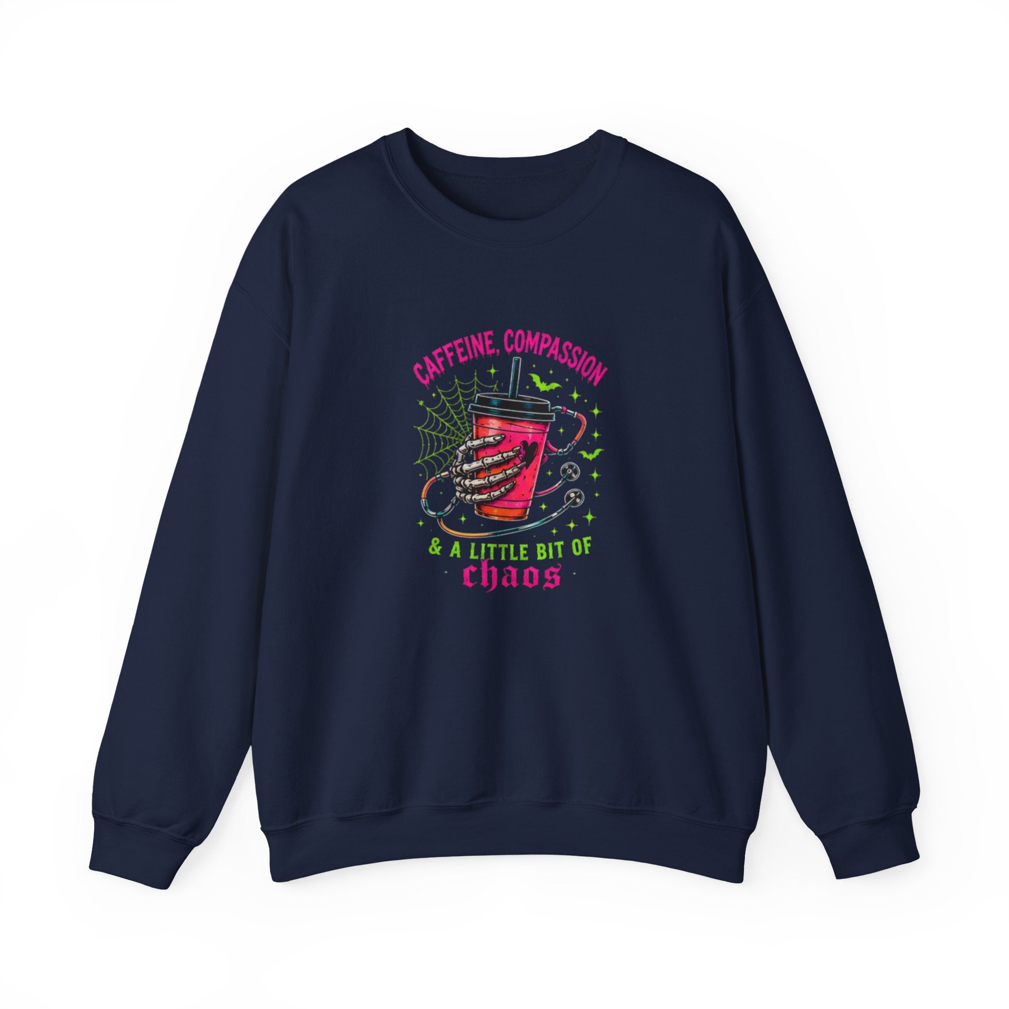Caffeine, Compassion & A Little Bit of Chaos Crewneck Sweatshirt