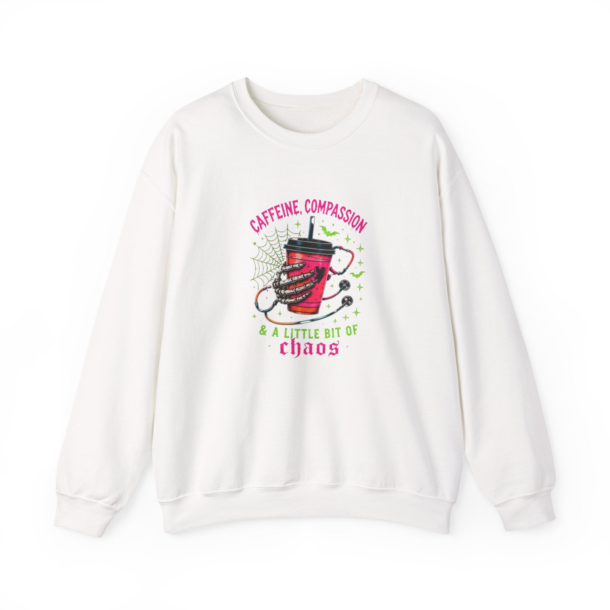 Caffeine, Compassion & A Little Bit of Chaos Crewneck Sweatshirt
