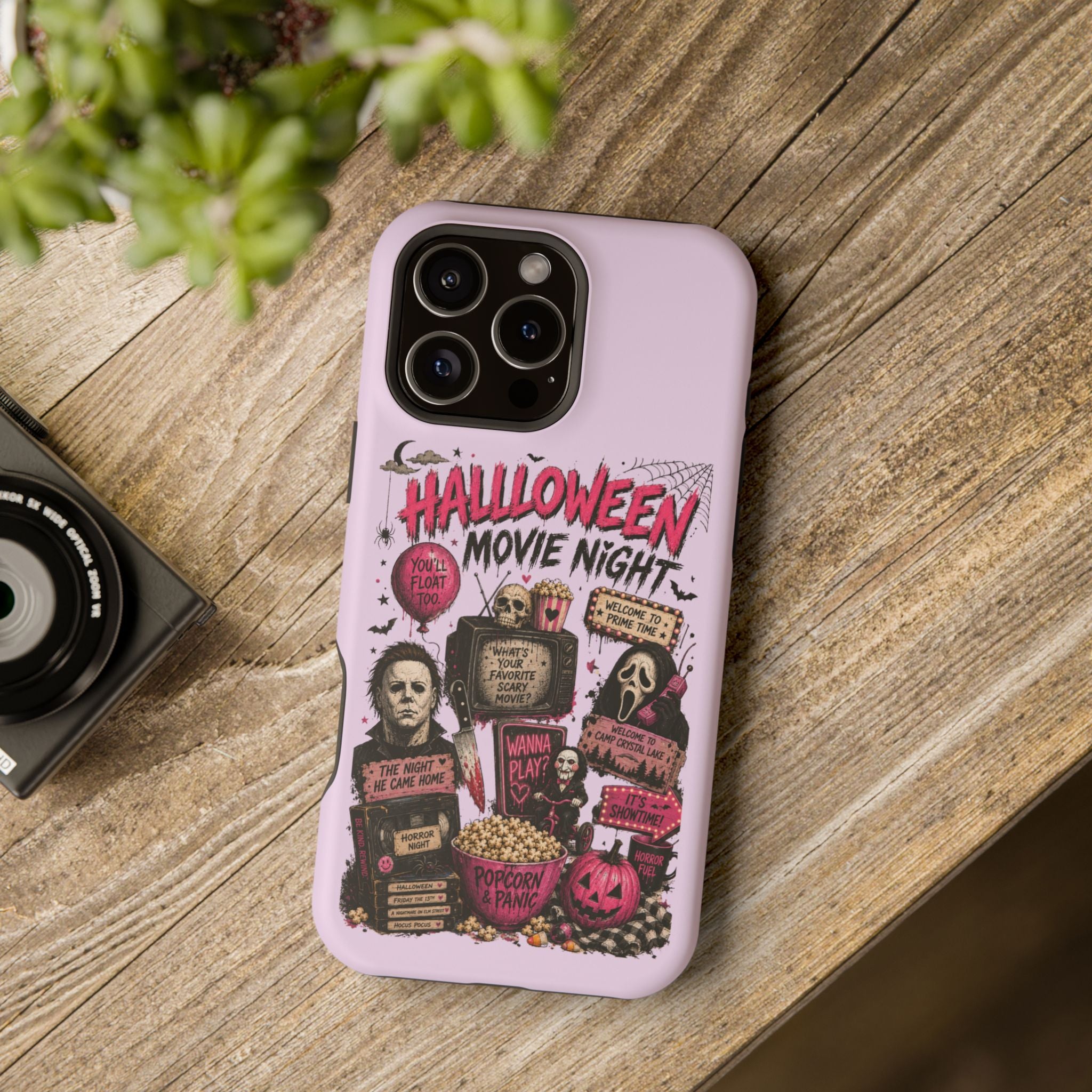Halloween Movie Night Phone Case — Magnetic Impact-Resistant Horror Design