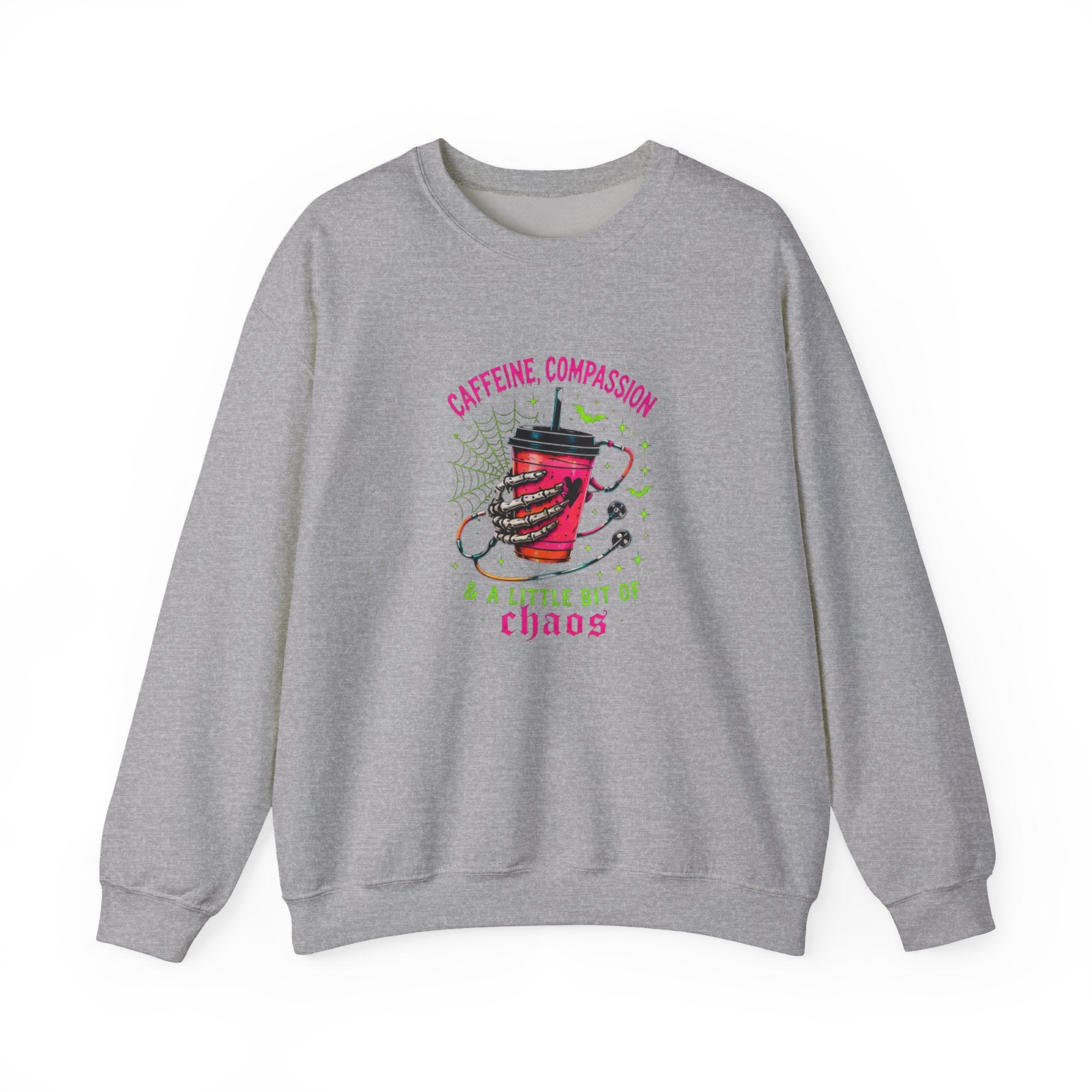 Caffeine, Compassion & A Little Bit of Chaos Crewneck Sweatshirt