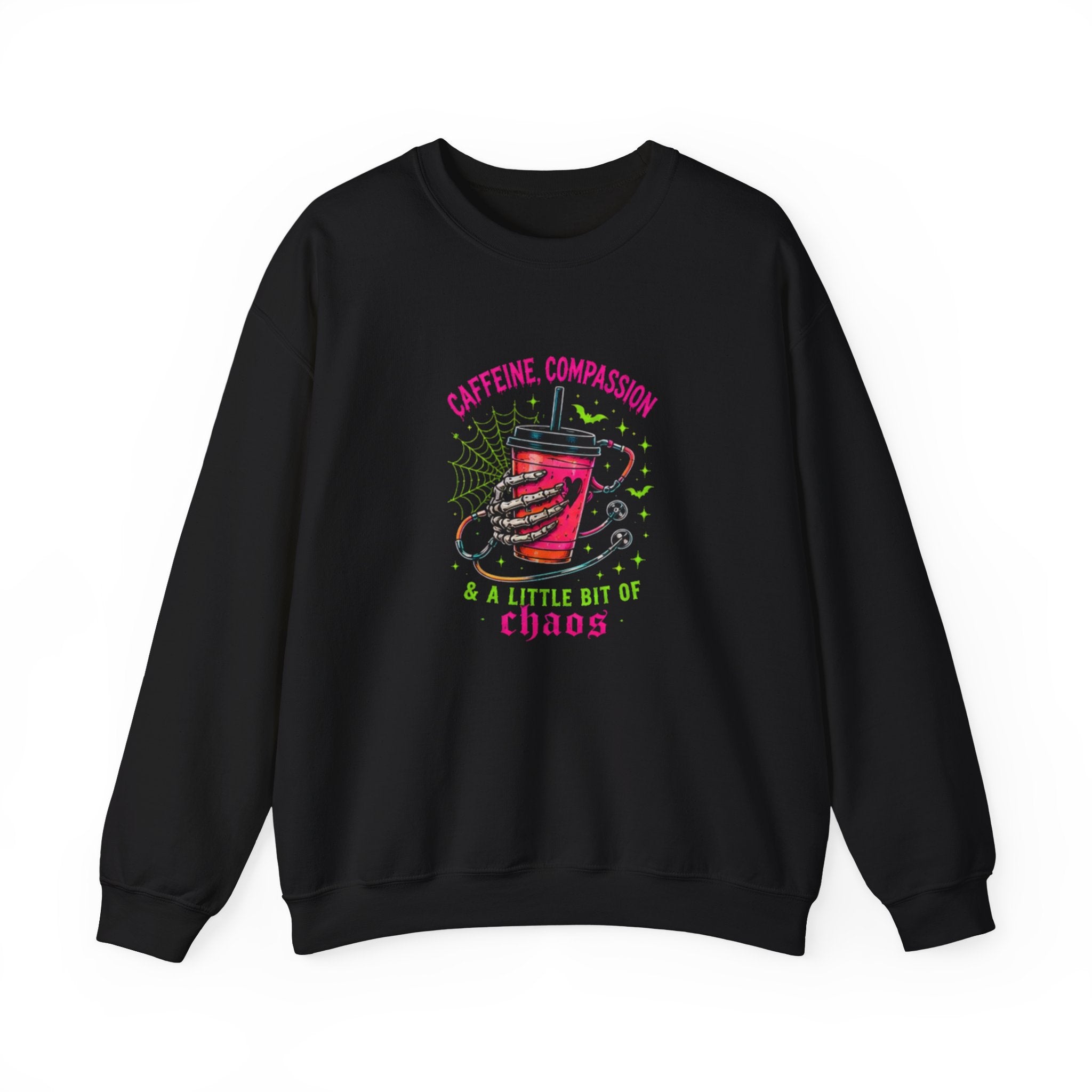 Caffeine, Compassion & A Little Bit of Chaos Crewneck Sweatshirt