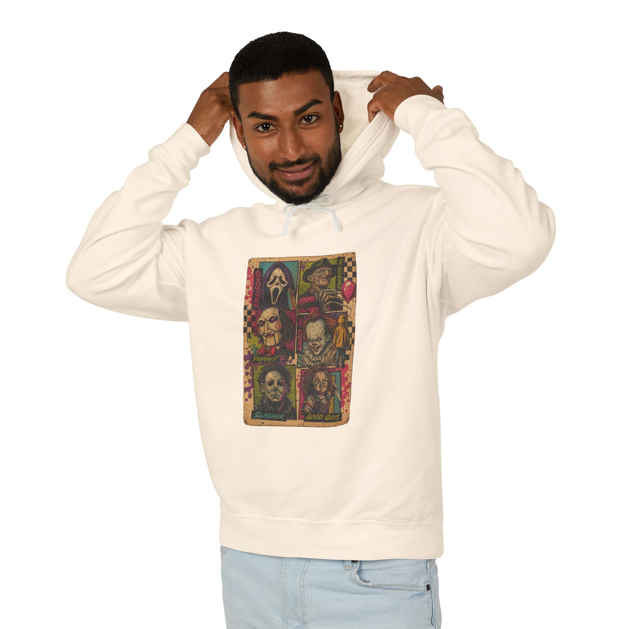 Horror Icons Hoodie — Vintage Slasher Collage Pullover