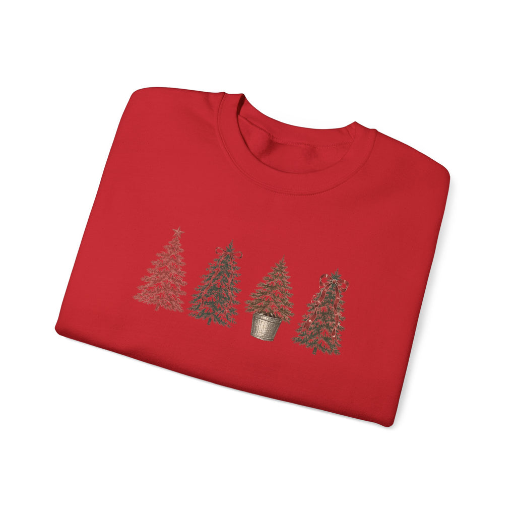 Vintage Xmas Tree Crewneck Sweatshirt — Festive Woodland Trees Design