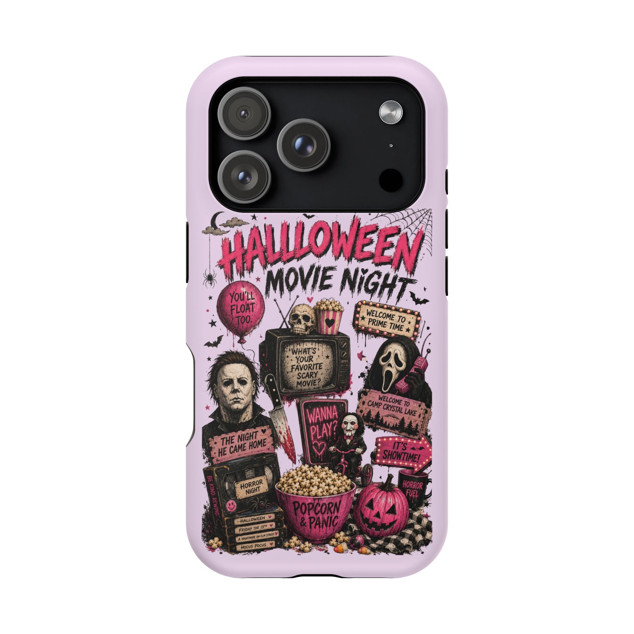 Halloween Movie Night Phone Case — Magnetic Impact-Resistant Horror Design
