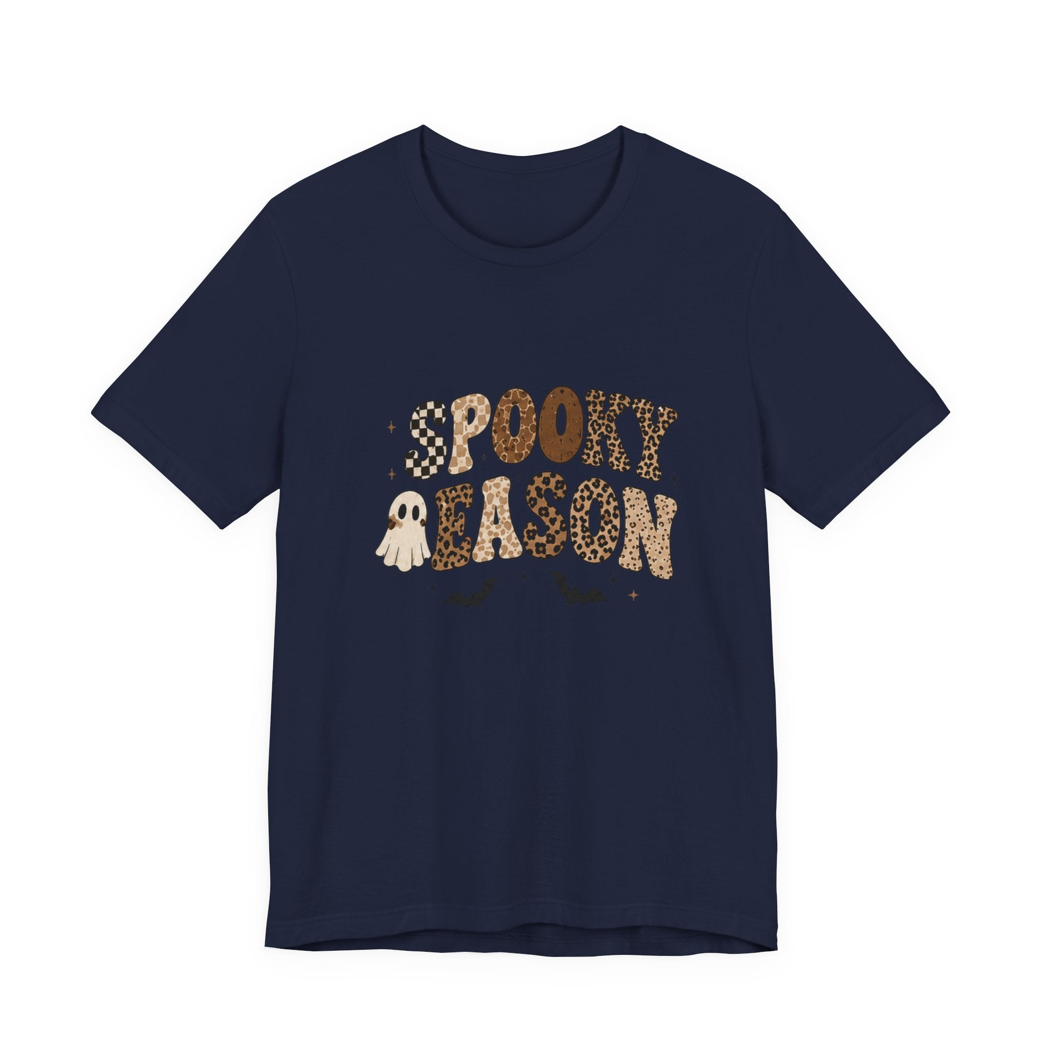 Spooky Season Graphic Tee — Cute Ghost & Bats Halloween Shirt