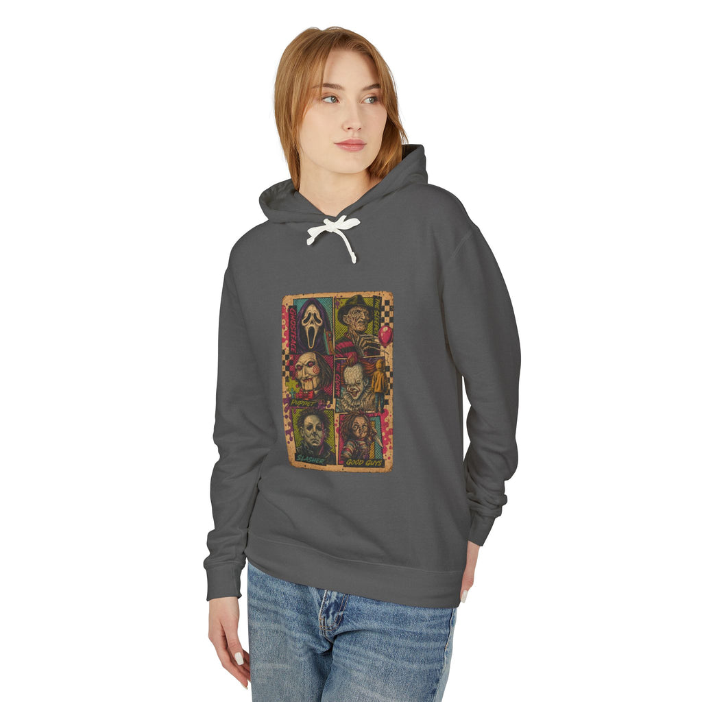 Horror Icons Hoodie — Vintage Slasher Collage Pullover