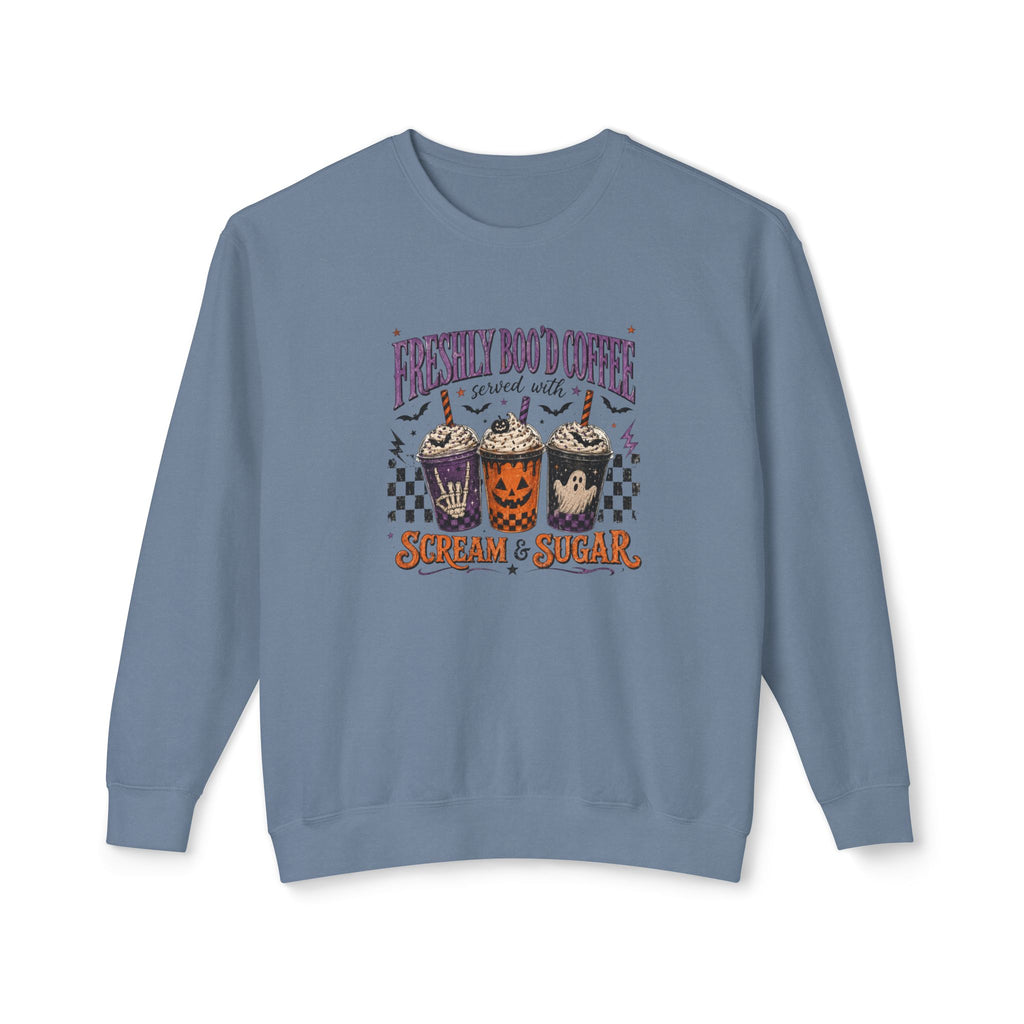 Halloween Coffee Sweatshirt - "Freshly Boo'd Coffee" Scream & Sugar Crewneck