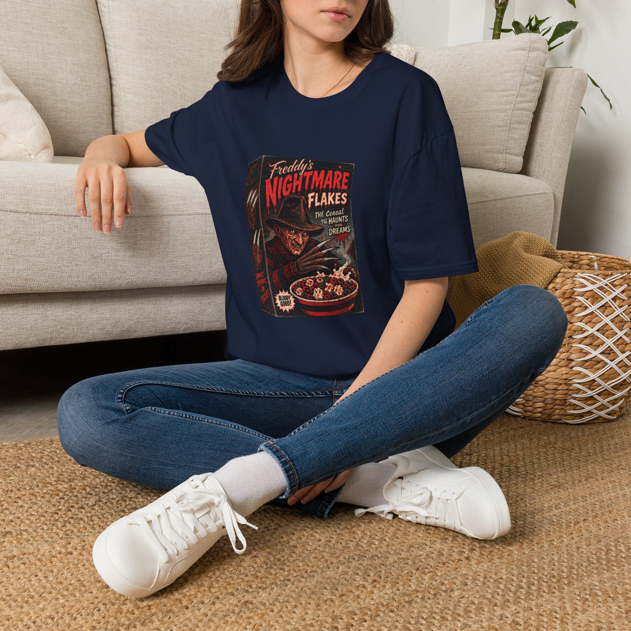 Horror Movie Tee — "Freddy's Nightmare Flakes" Graphic T-Shirt