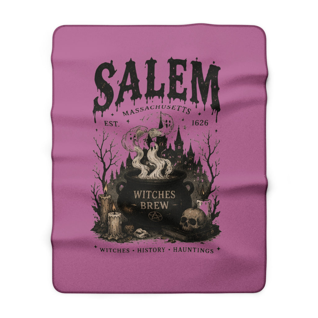 Salem Witches Brew Sherpa Blanket — Halloween Witch Cauldron Throw