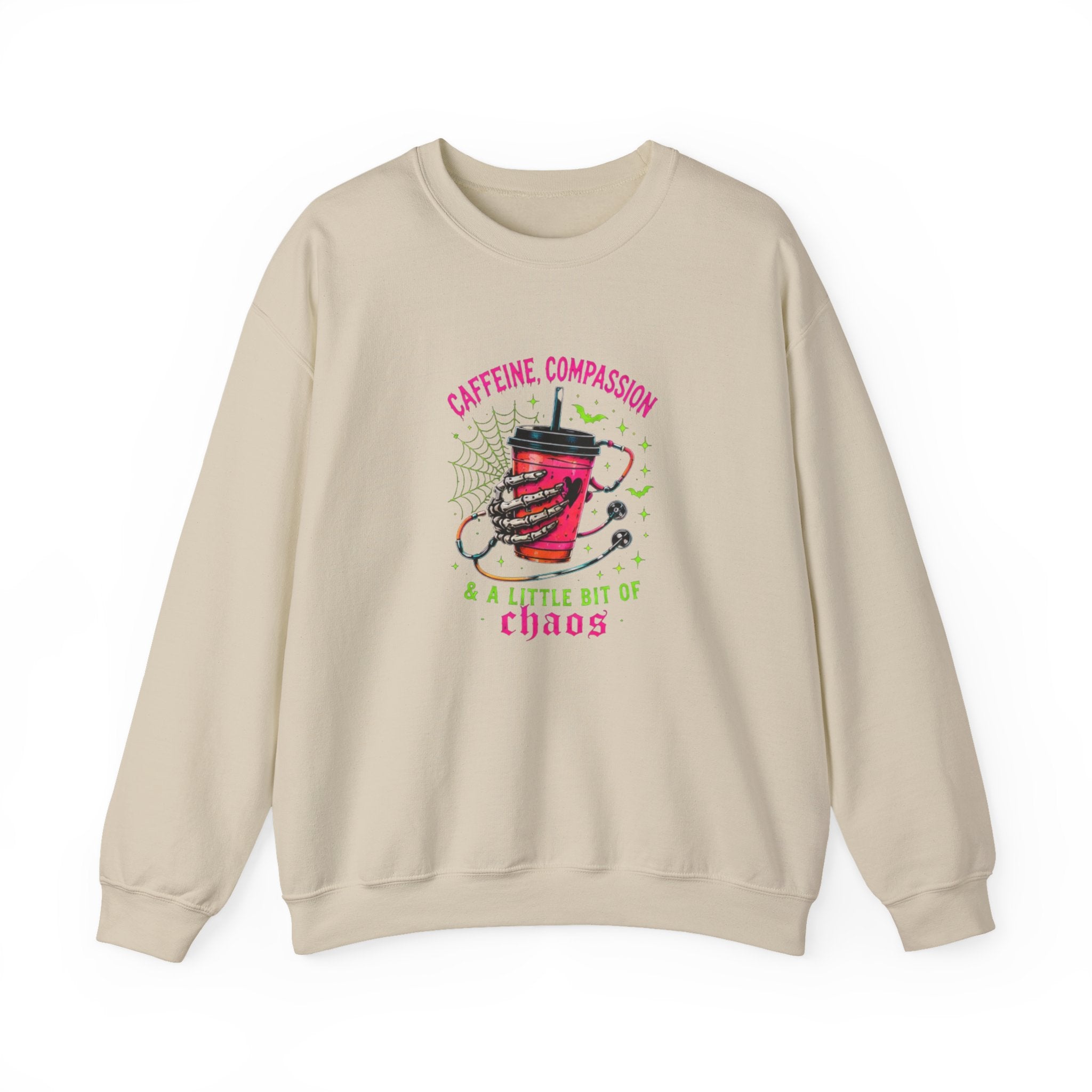 Caffeine, Compassion & A Little Bit of Chaos Crewneck Sweatshirt