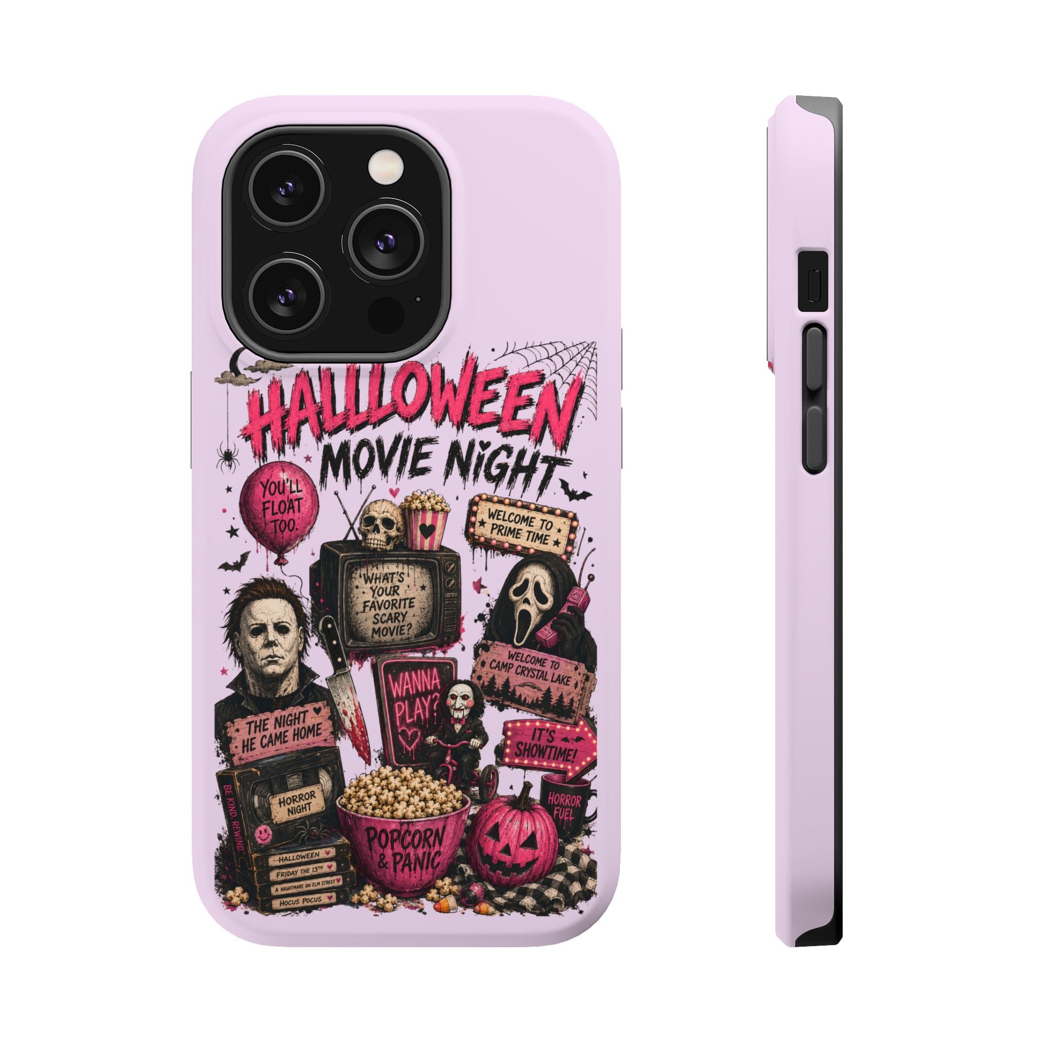 Halloween Movie Night Phone Case — Magnetic Impact-Resistant Horror Design