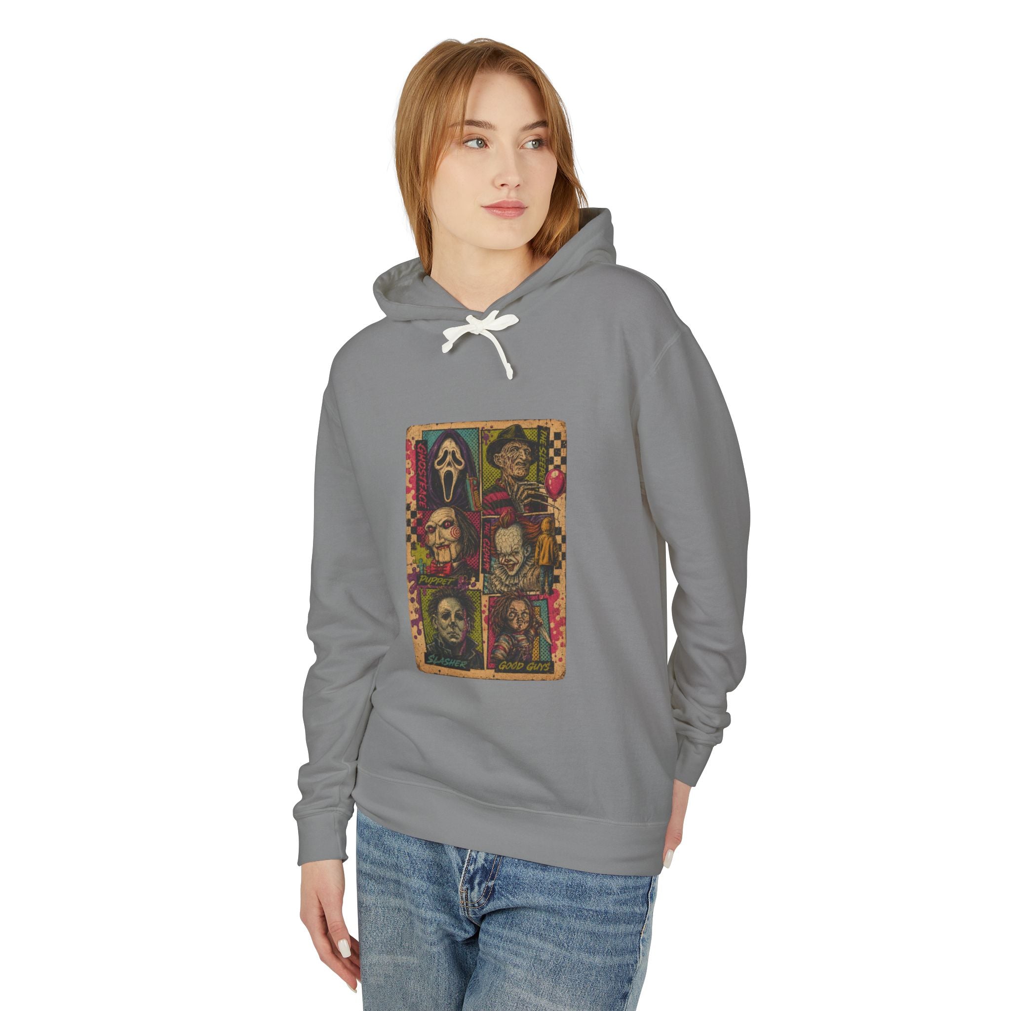 Horror Icons Hoodie — Vintage Slasher Collage Pullover