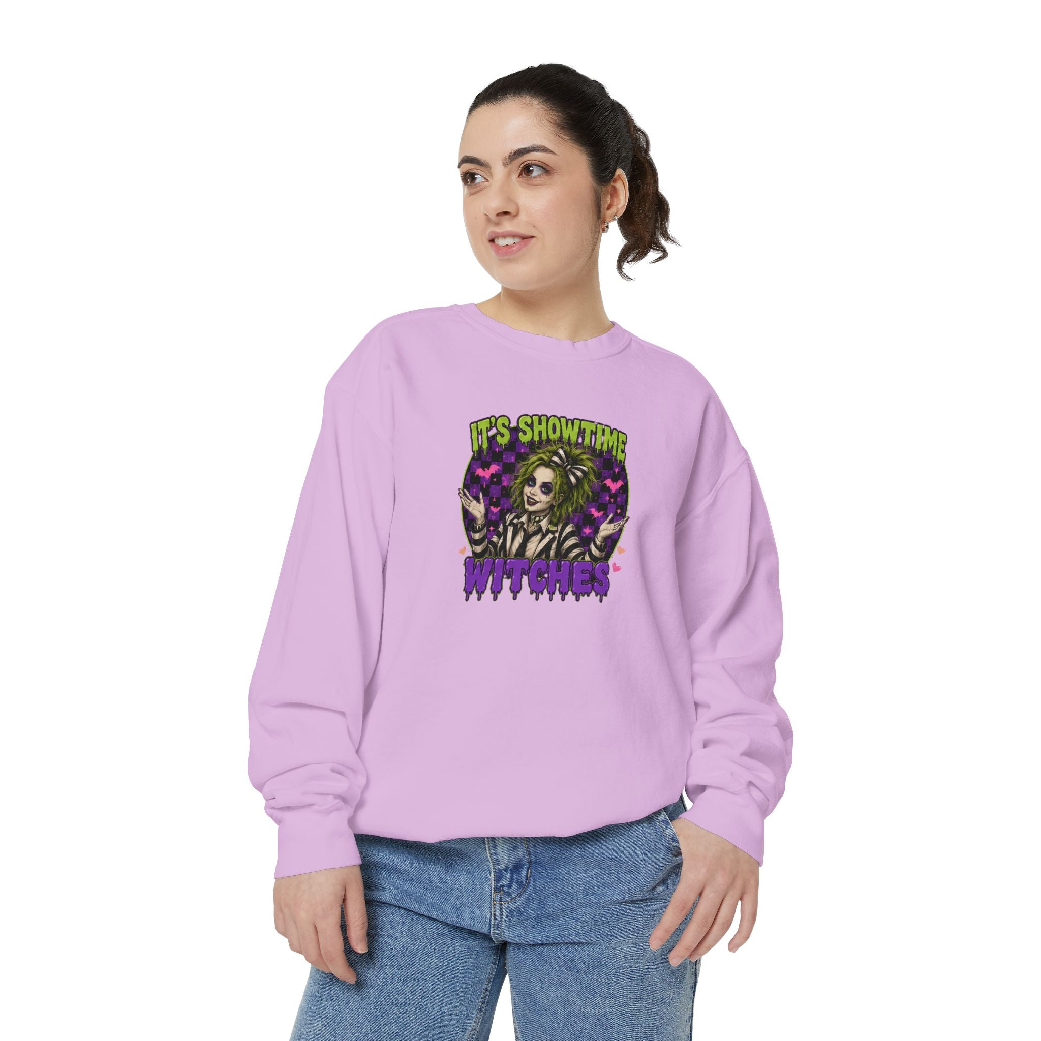 It's Showtime Witches Sweatshirt — Halloween Beetlejuice-Inspired Graphic Pullover
