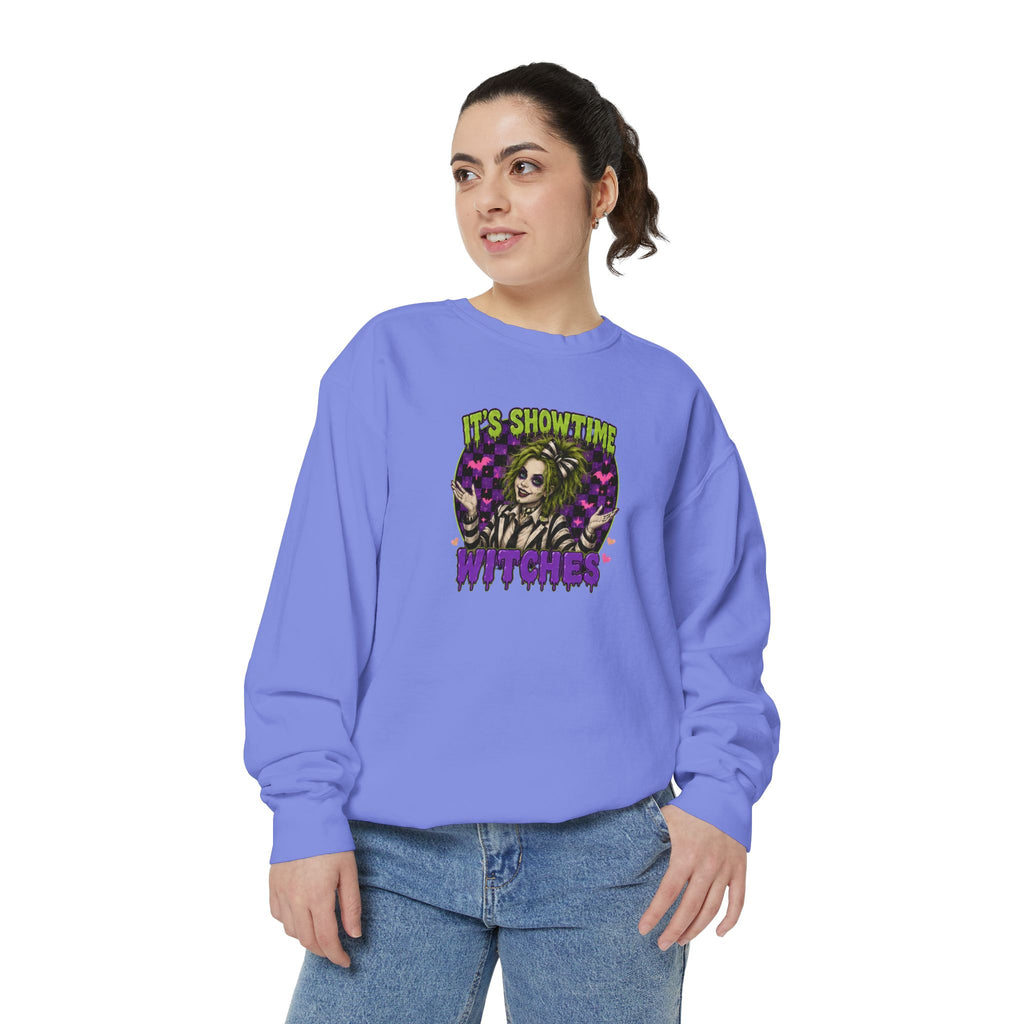 It's Showtime Witches Sweatshirt — Halloween Beetlejuice-Inspired Graphic Pullover
