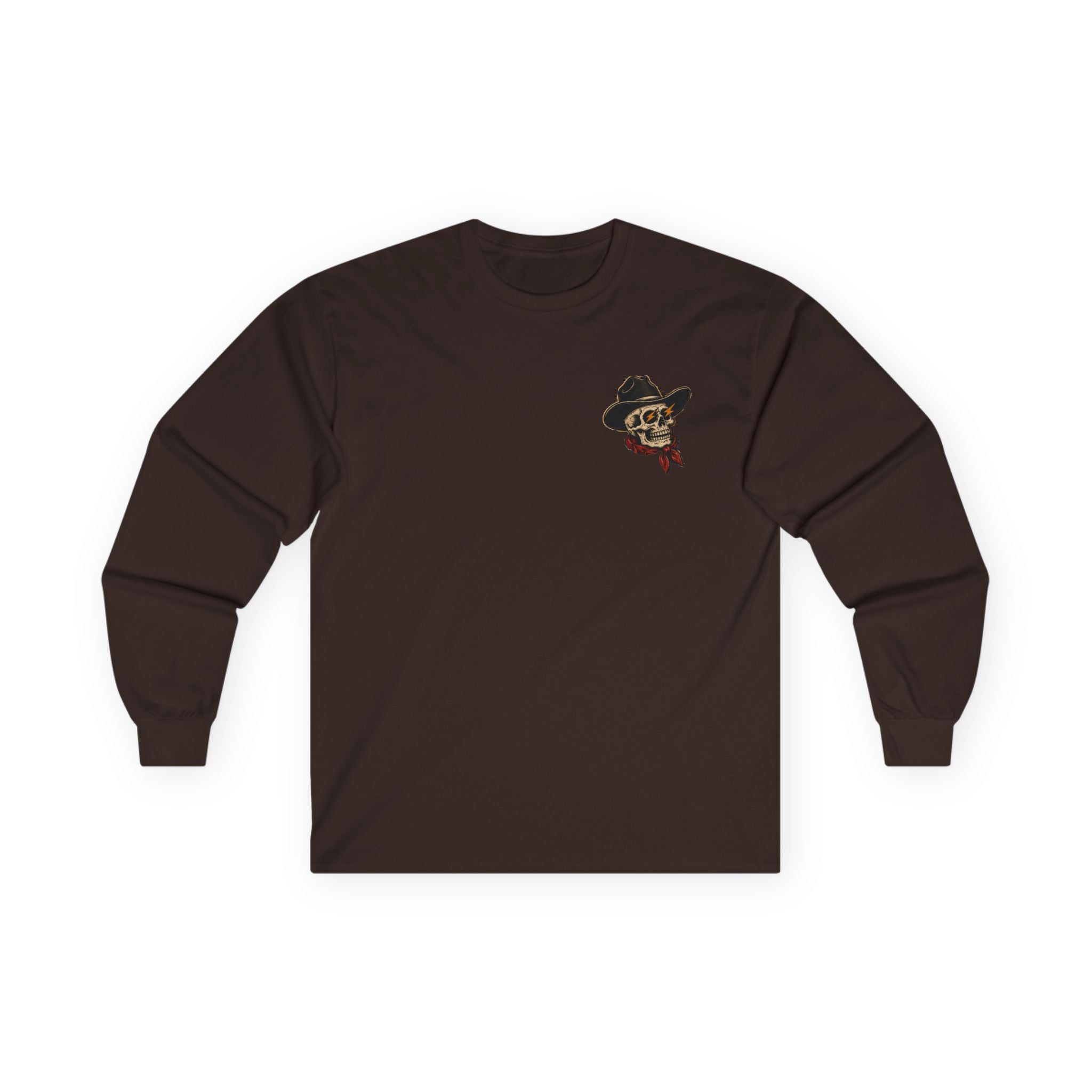 Long Sleeve Tee — Retro Cowboy Skull Graphic