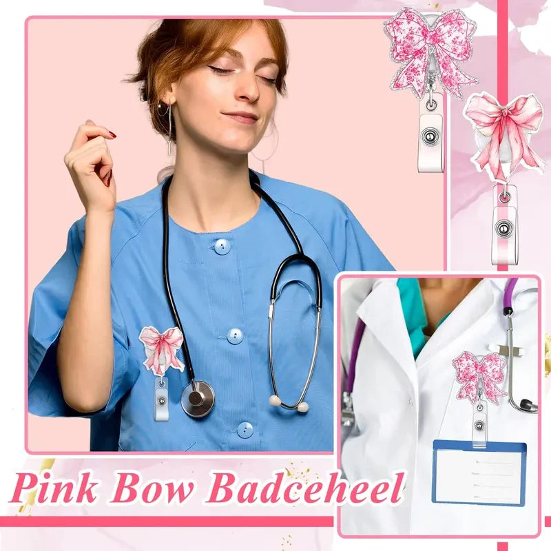 Pink Bow Retractable Badge Reel