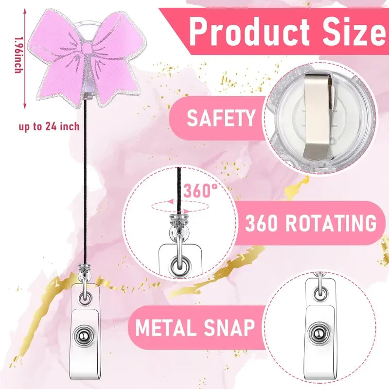 Pink Bow Retractable Badge Reel