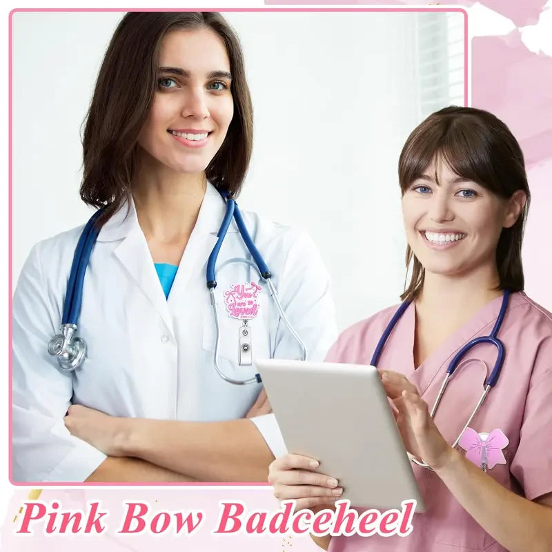 Pink Bow Retractable Badge Reel