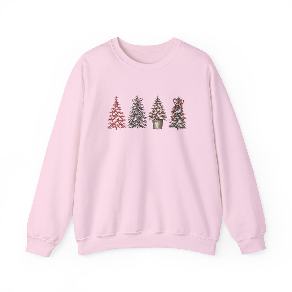Vintage Xmas Tree Crewneck Sweatshirt — Festive Woodland Trees Design
