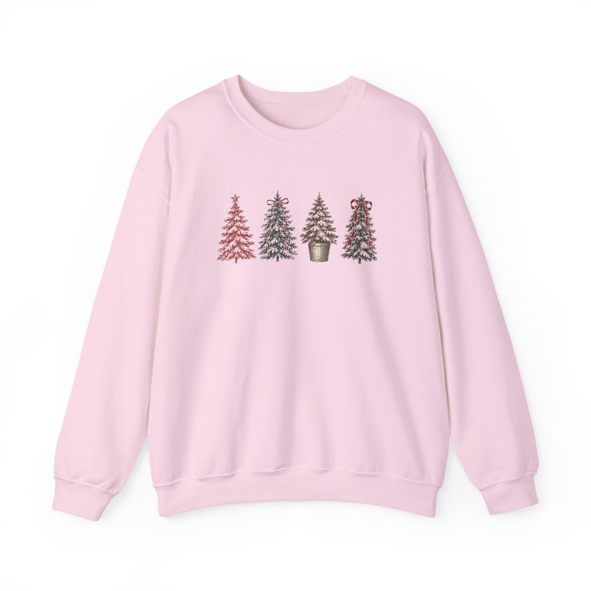 Vintage Xmas Tree Crewneck Sweatshirt — Festive Woodland Trees Design