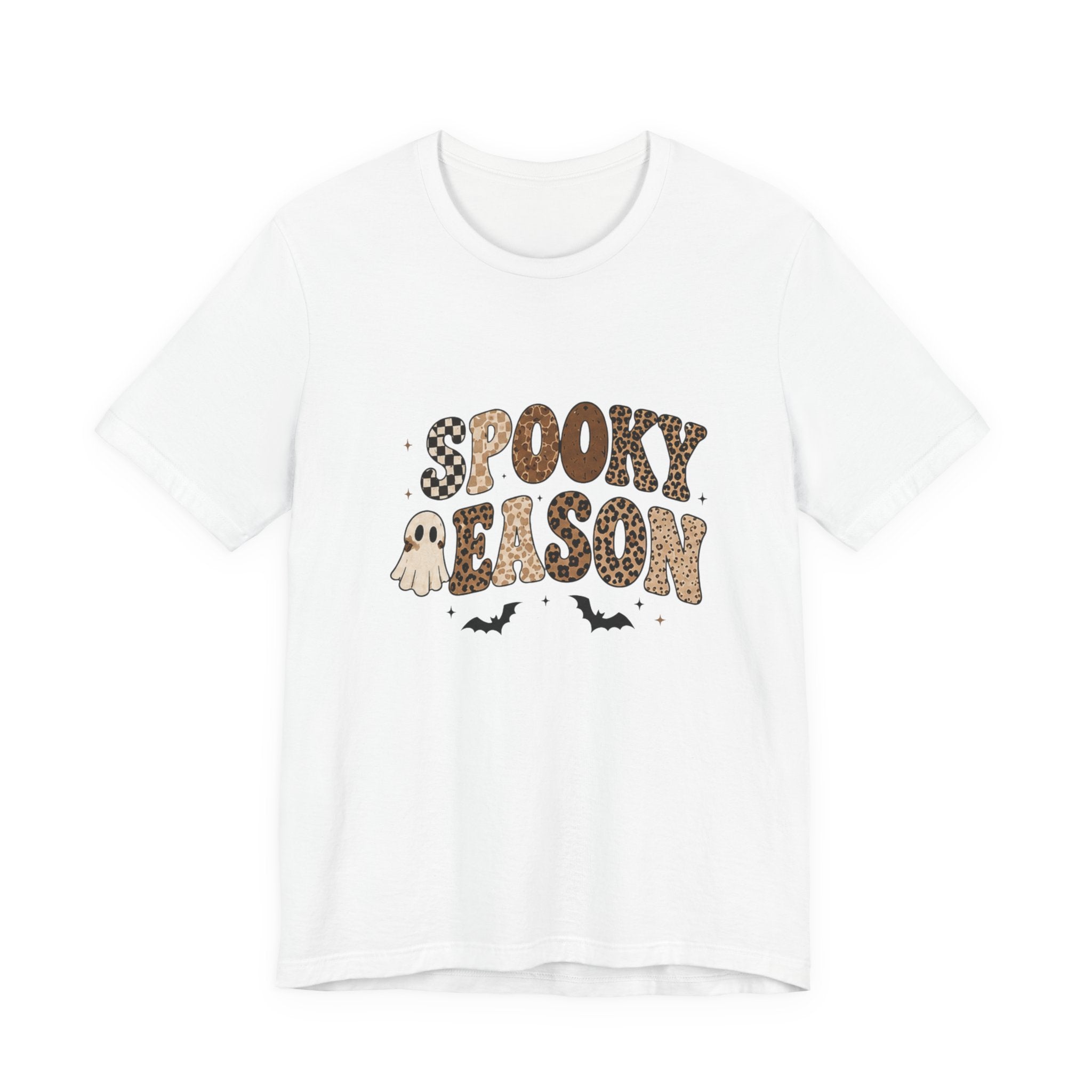Spooky Season Graphic Tee — Cute Ghost & Bats Halloween Shirt