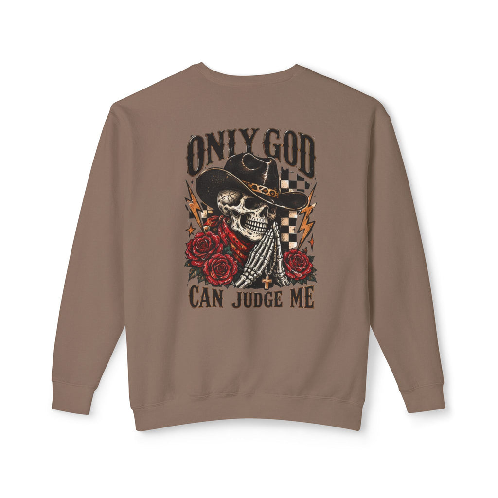 “Only God Can Judge Me” Skull Cowboy Crewneck