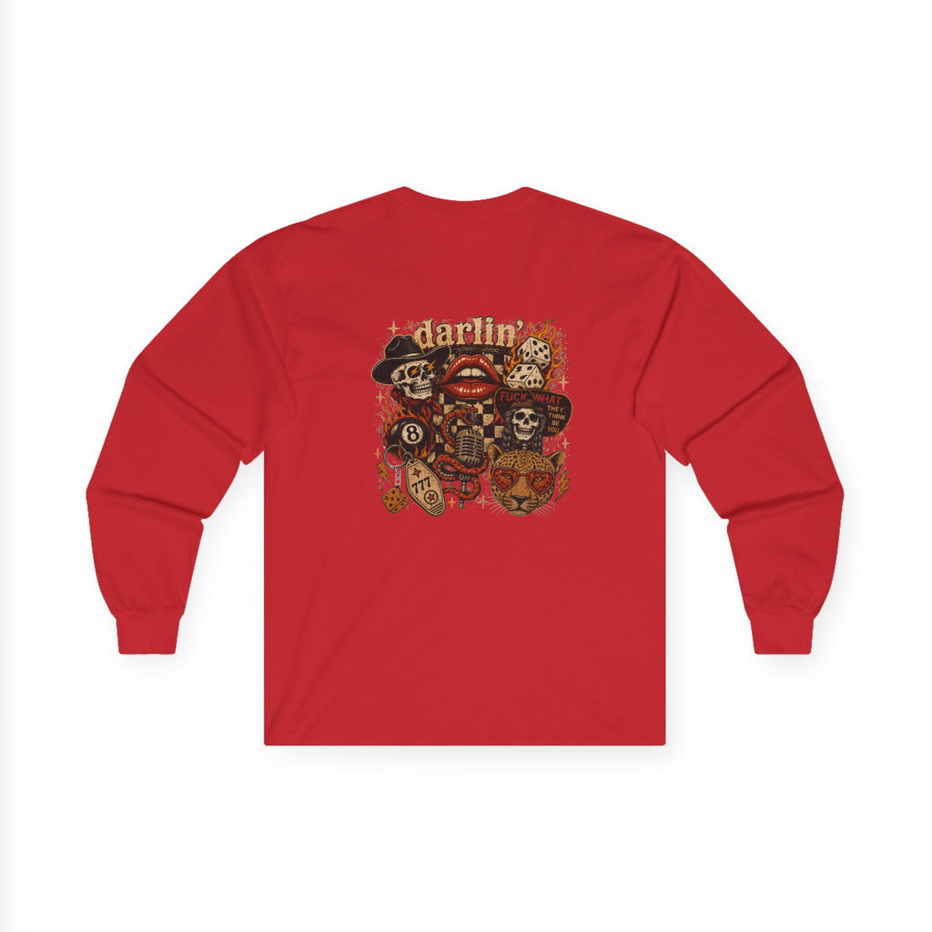 Long Sleeve Tee — Retro Cowboy Skull Graphic