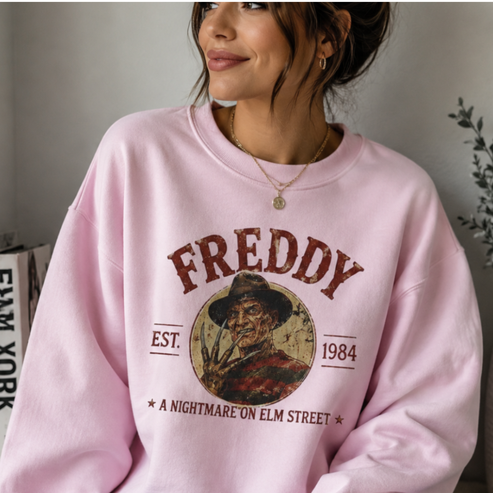 Freddy Horror Crewneck Sweatshirt — Vintage 'A Nightmare on Elm Street' Graphic