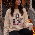 Caffeine & Chaos Skeleton Sweatshirt — Coffee Lover Goth Crewneck