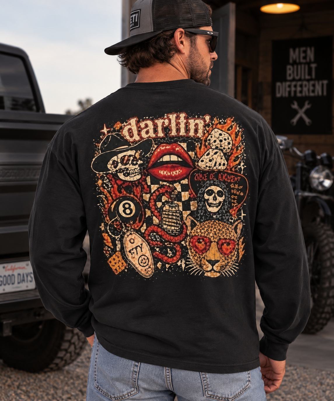 Retro Cowboy Skull- Long Sleeve