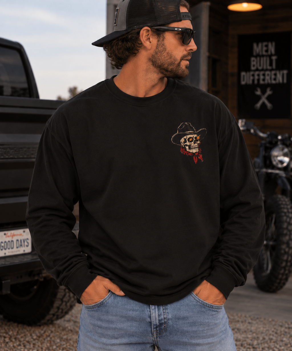 Retro Cowboy Skull- Long Sleeve
