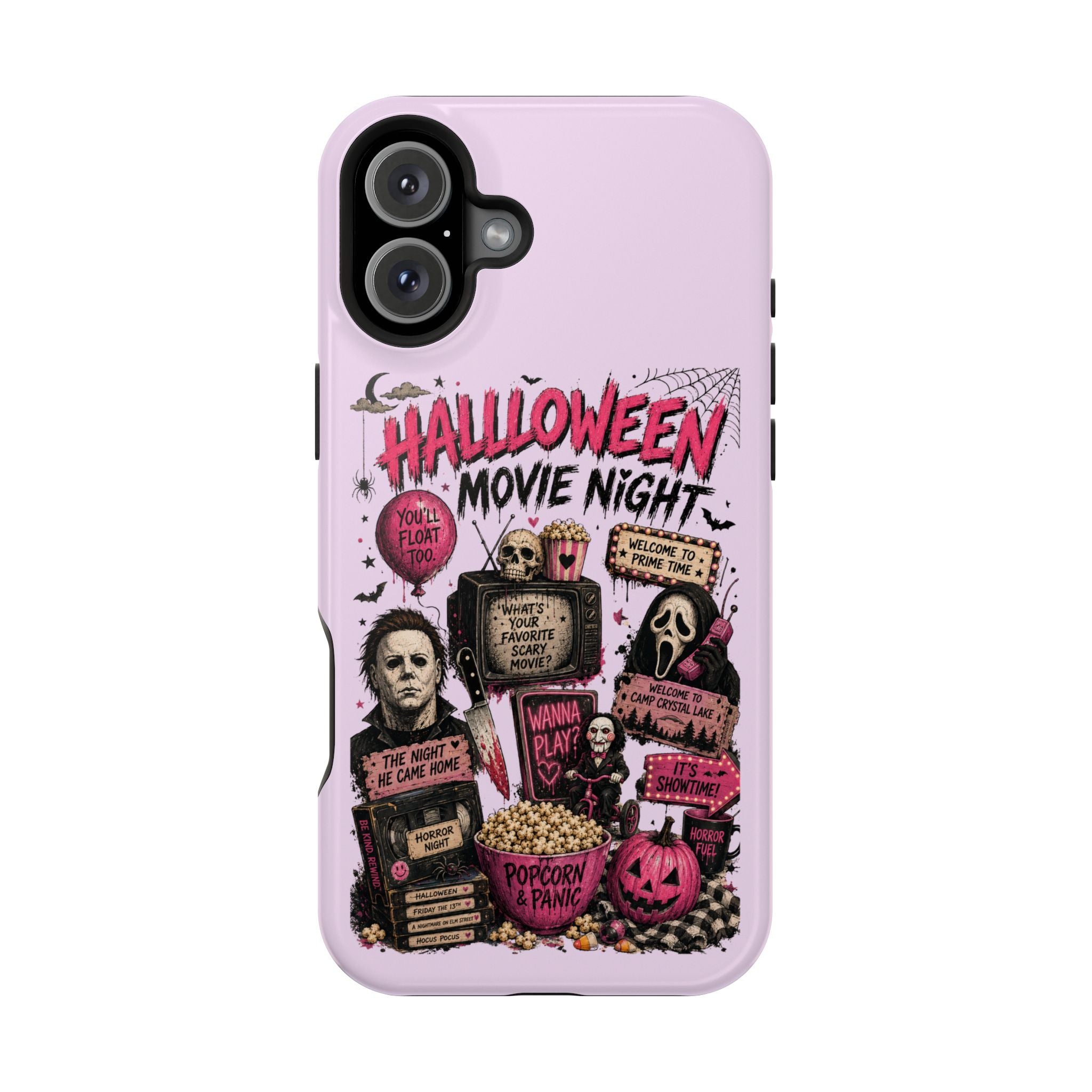 Halloween Movie Night Phone Case — Magnetic Impact-Resistant Horror Design