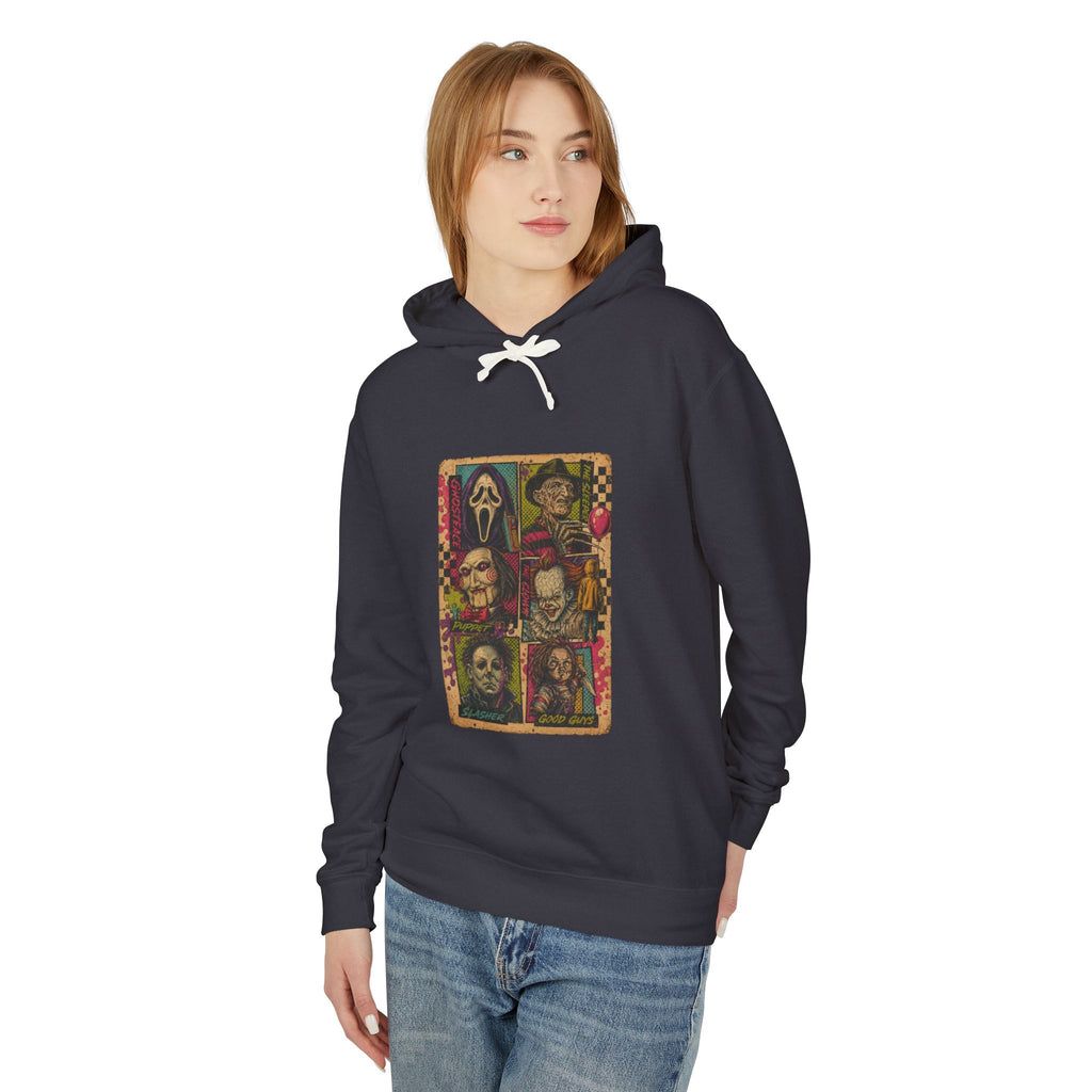 Horror Icons Hoodie — Vintage Slasher Collage Pullover