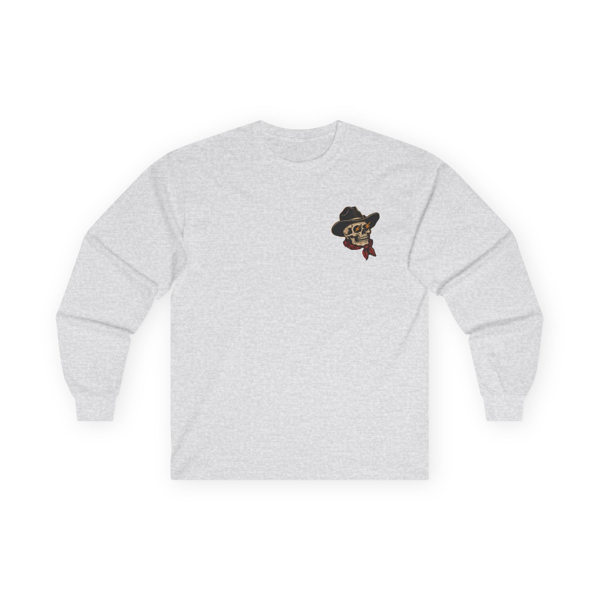 Long Sleeve Tee — Retro Cowboy Skull Graphic
