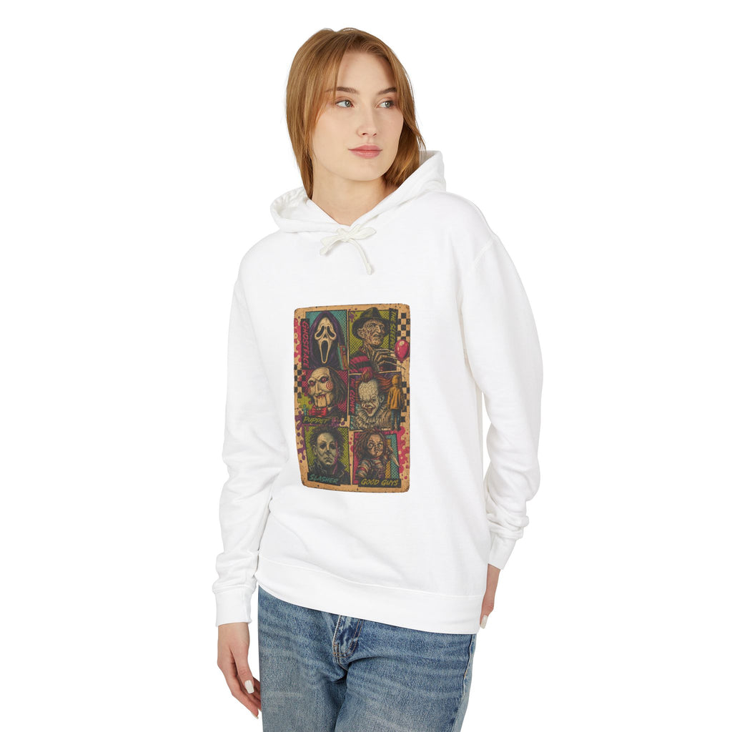 Horror Icons Hoodie — Vintage Slasher Collage Pullover