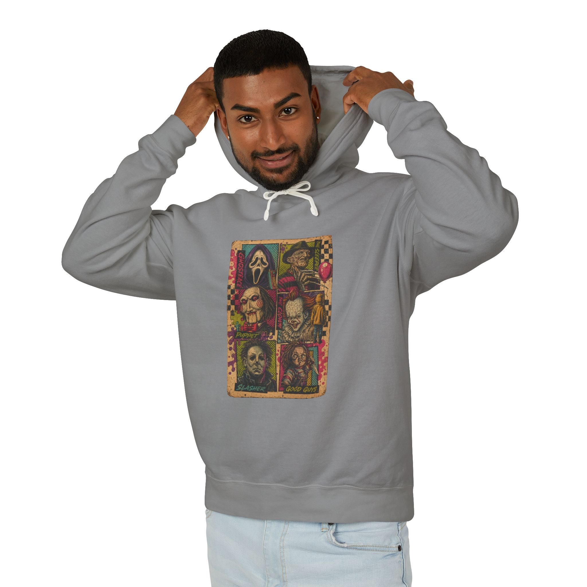 Horror Icons Hoodie — Vintage Slasher Collage Pullover