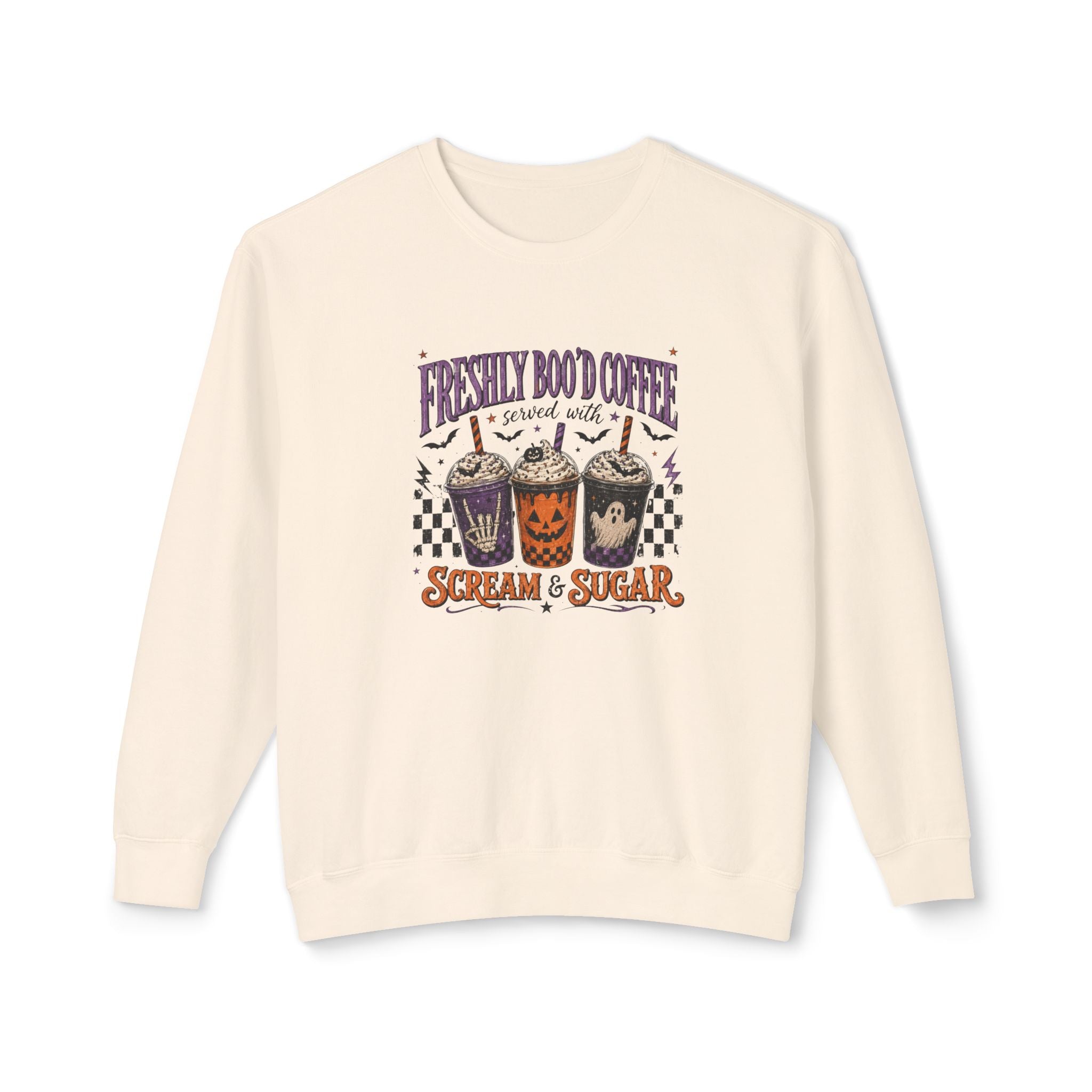Halloween Coffee Sweatshirt - "Freshly Boo'd Coffee" Scream & Sugar Crewneck